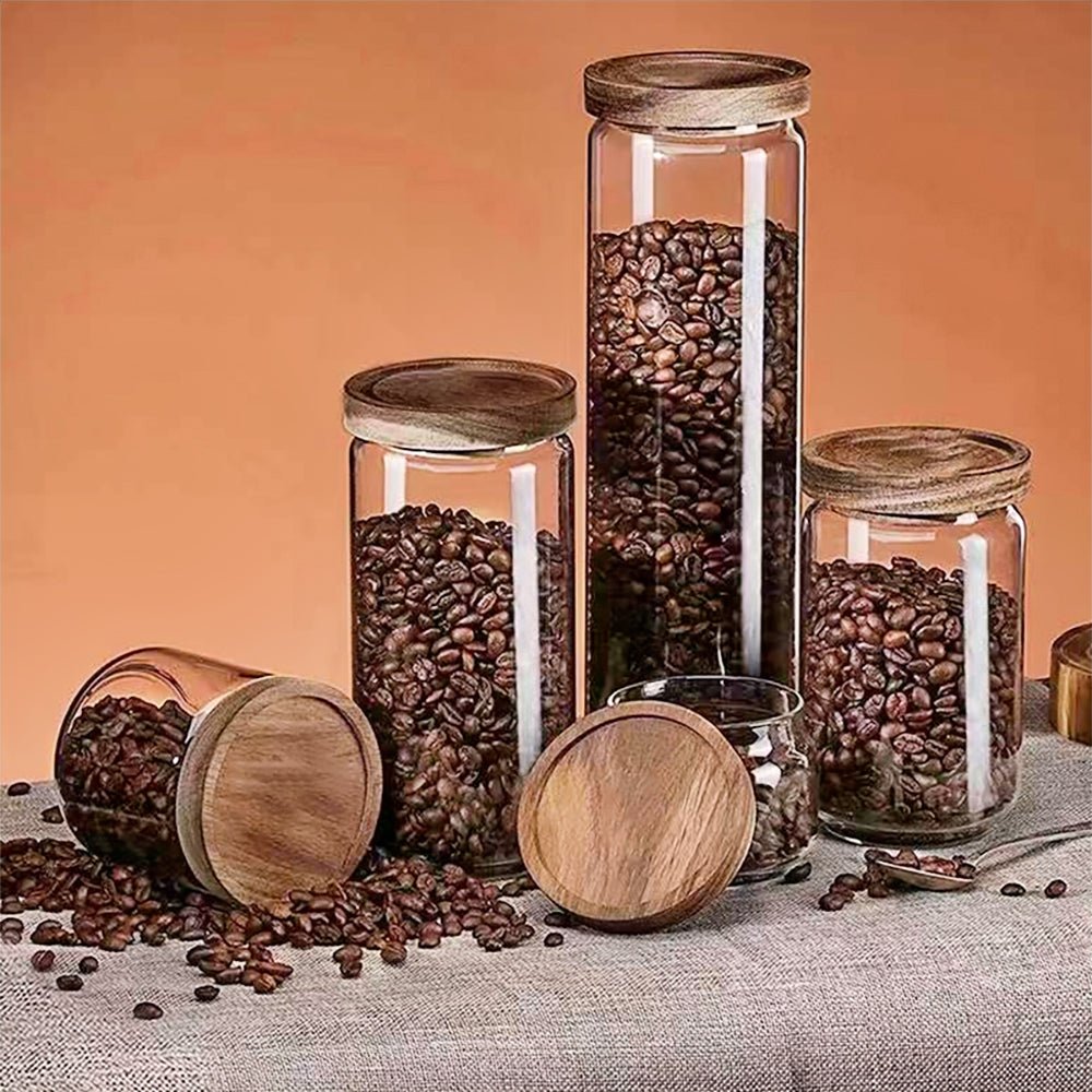 Premium Hector Kitchen Canisters with Airtight Bamboo Lids - 3-Piece Set for Flour, Sugar & Coffee Storage | Perfect for Pantry Organization & Countertop Decor