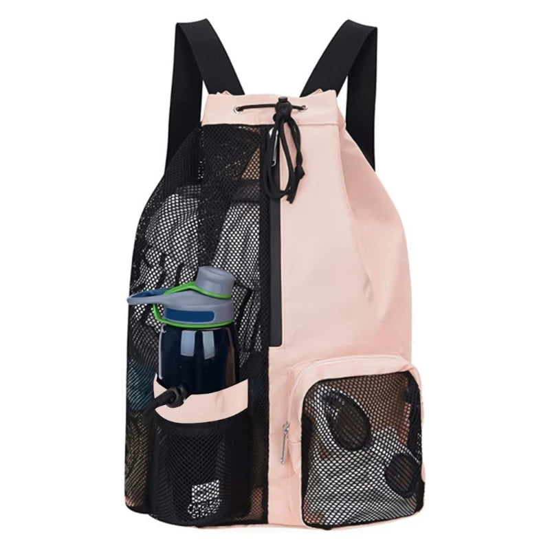 Waterproof Mesh Swim Bag with Wet Pocket - Drawstring Backpack for Swimming, Beach & Gym - Lightweight Sports Bag for Swimsuits, Towels & Gear (Ideal for Pool, Vacation & Water Activities)