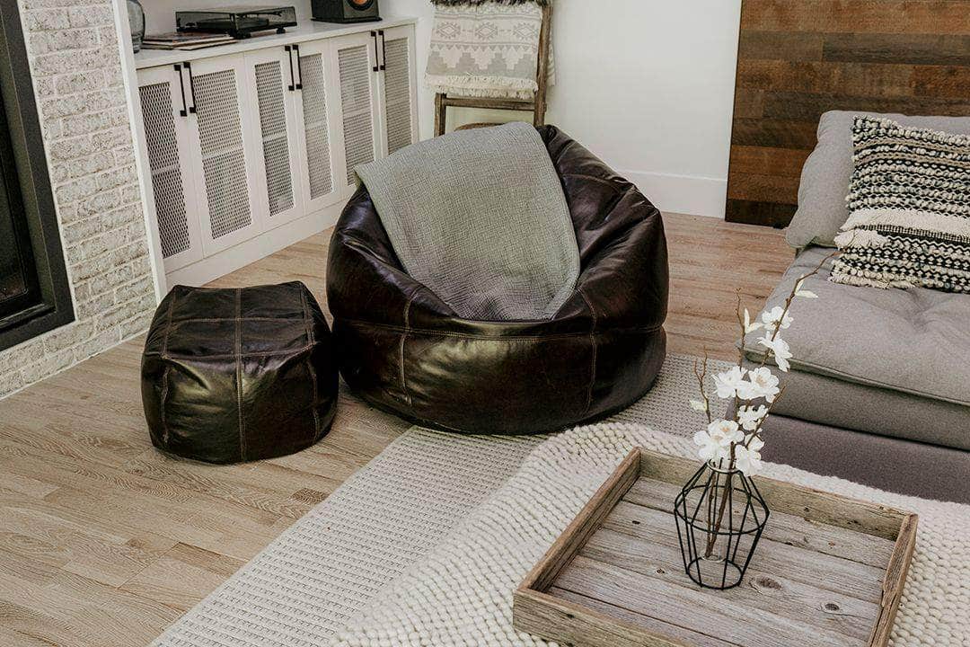 Big Pear Leather Bean Bag Chair - 5 Stylish Colors for Ultimate Comfort | Perfect for Living Room, Bedroom & Game Room Relaxation