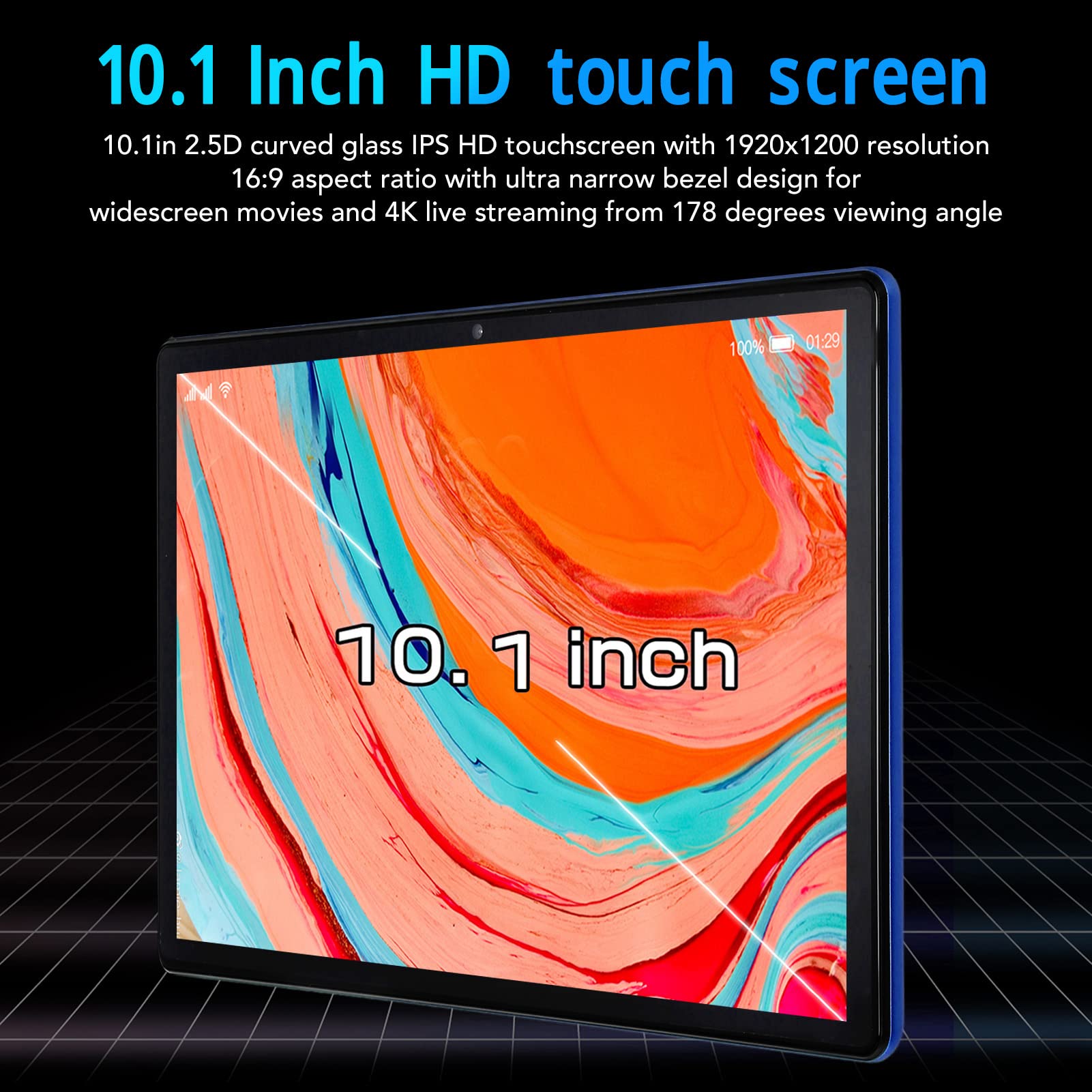 AMONIDA 10.1 Inch Gaming Tablet with IPS Micro Edge Display, 8800mAh Battery, 8GB RAM 128GB ROM - HD Android Tablet for School, Work & Entertainment (UK Plug) | Perfect for Online Classes, Remote Work & Mobile Gaming