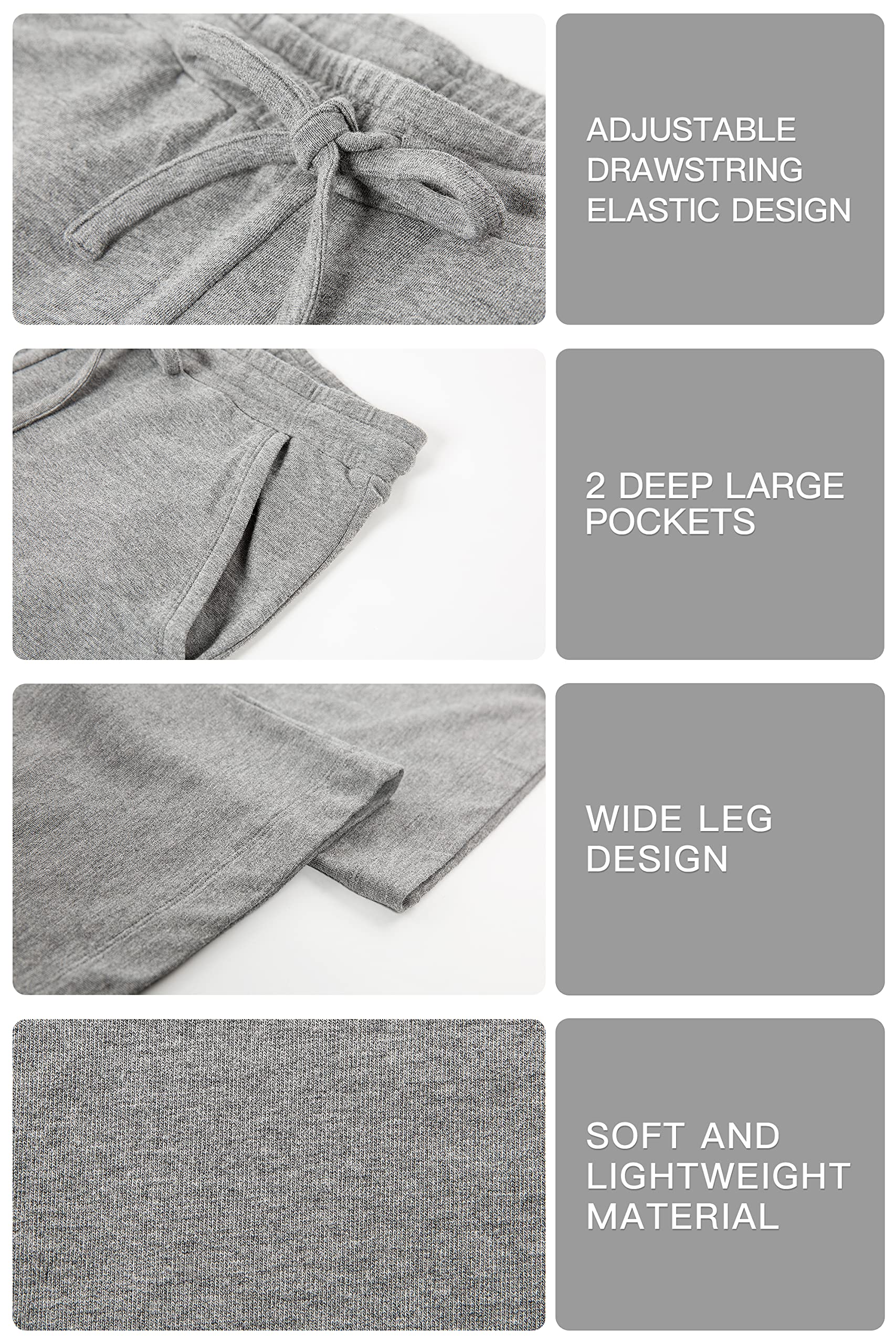 Women's Wide Leg Cotton Sweatpants - Sporty Knit Straight Leg Lounge Pants with Loose Fit - Perfect for Yoga, Running & Casual Wear