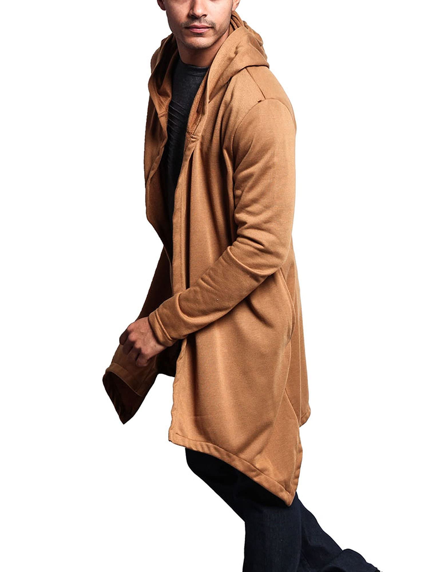 Men's Long Length Cloak Cardigan Hoodie - Stylish Warm Winter Coat with Hood - Perfect for Outdoor Activities, Cosplay & Casual Wear