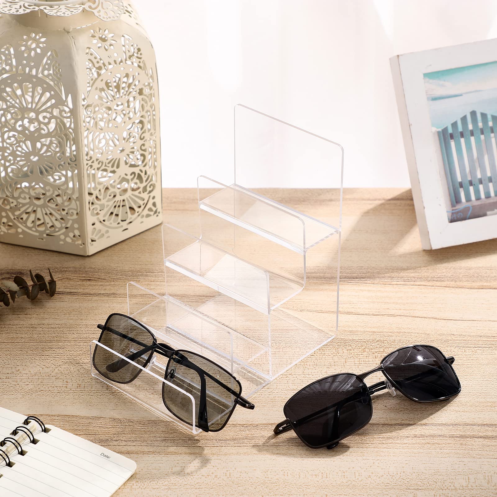 4-Tier Clear Acrylic Display Risers Stand - 2PCS Large Perfume Organizer & Wallet Display Shelf - Versatile Purse Handbag Organizer for Figures, Cosmetics & Retail Displays - Perfect for Bathroom Counter, Dresser Top or Store Showcase