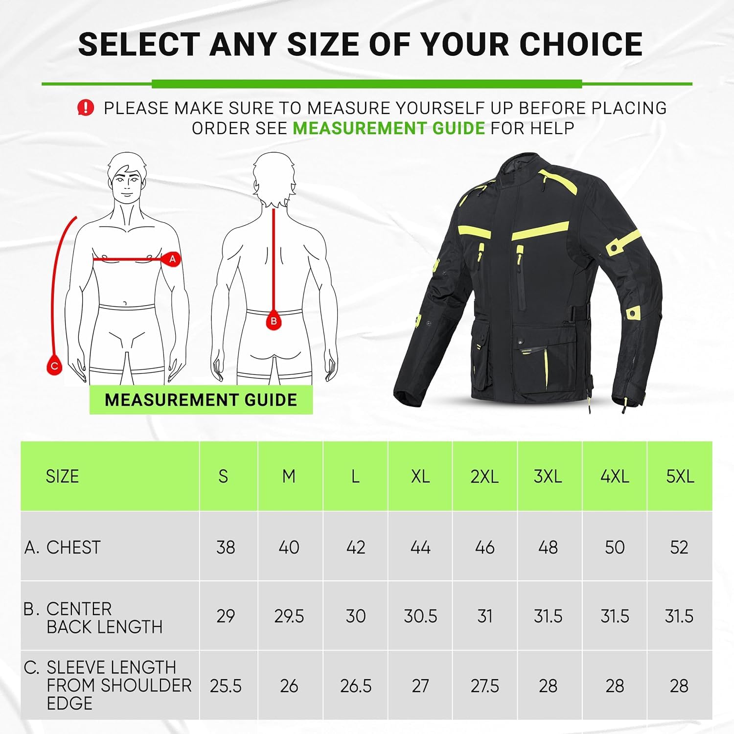 WICKED STOCK CE Level 2 Certified Waterproof Motorcycle Jacket for Men - Reflective Armored Biker Jacket with 8 Pockets & Adjustable Biceps, Forearms & Waist - 4 Season Riding Gear for Commuting, Touring & Adventure Motorcycling