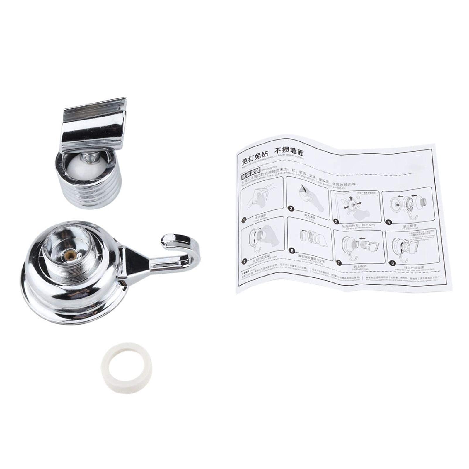 Oumefar Wall Mounted Shower Holder with Suction Cup & Towel Hook - Adjustable Handheld Shower Head Holder for Bathroom, Shower Caddy - Perfect for Home, Apartment, RV Use