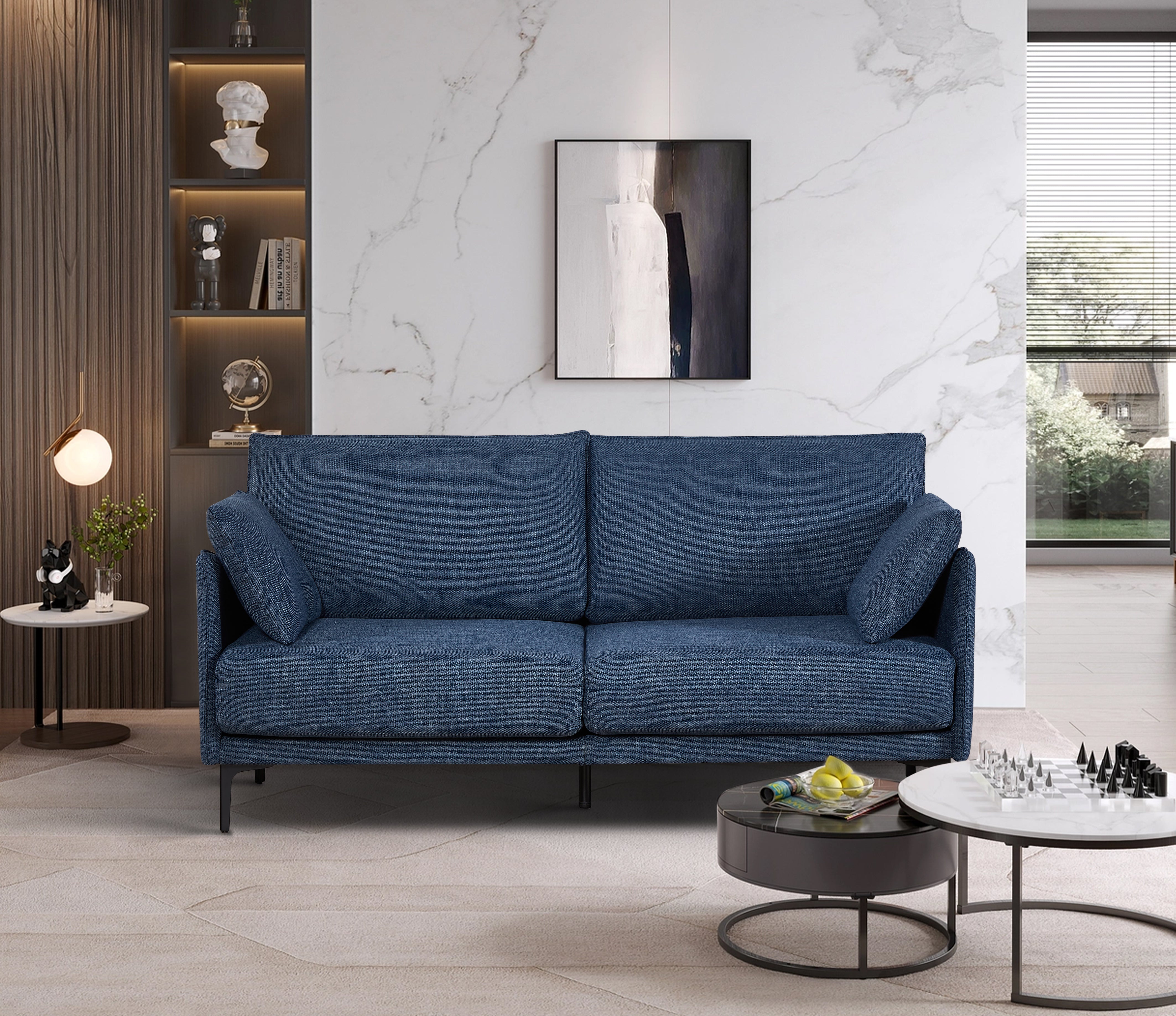 2.5 Seater Sofa with USB Charging Port & 2 Pillows - Modern Living Room, Bedroom, Office Furniture with Metal Legs | Perfect for Small Spaces, Apartments & Home Decor