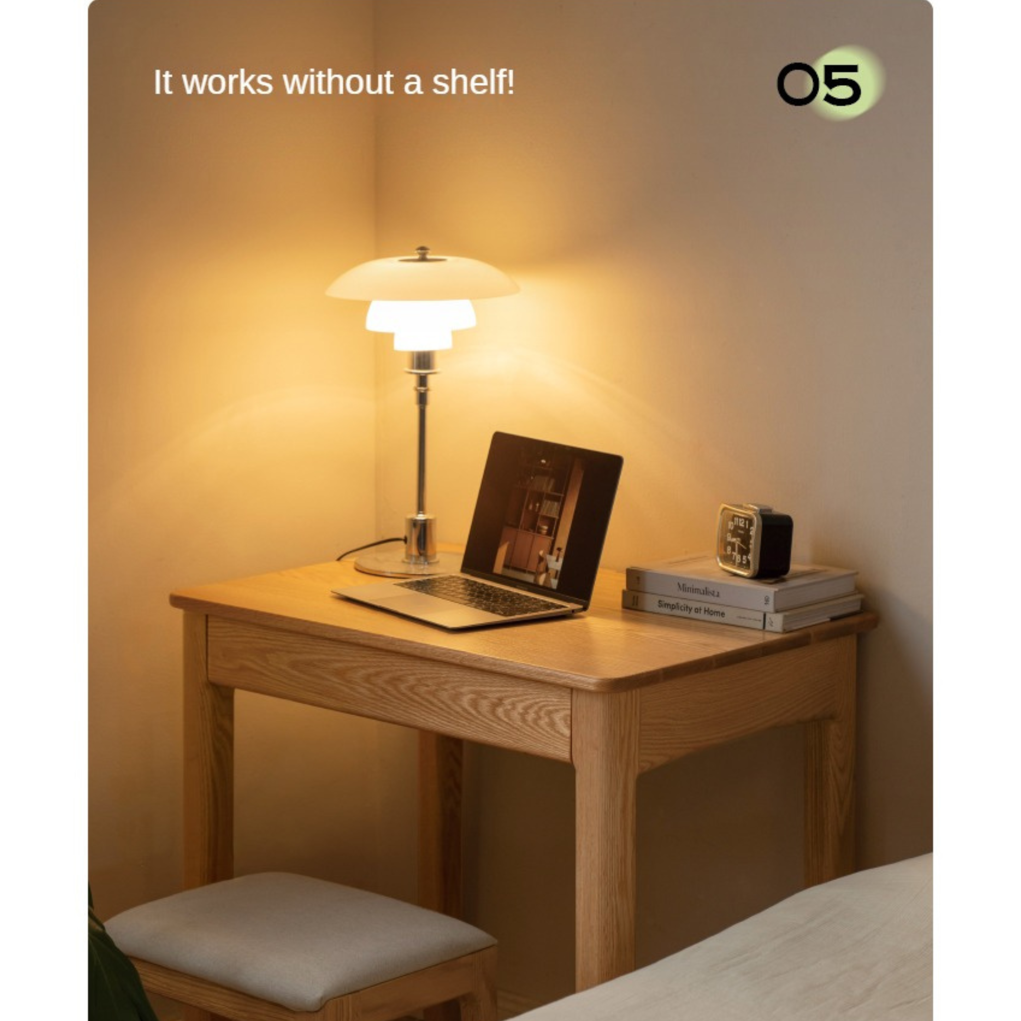 Modern Oak Solid Wood Desk with Bookshelf - Stylish Home Office Furniture for Workspace & Study Room Organization