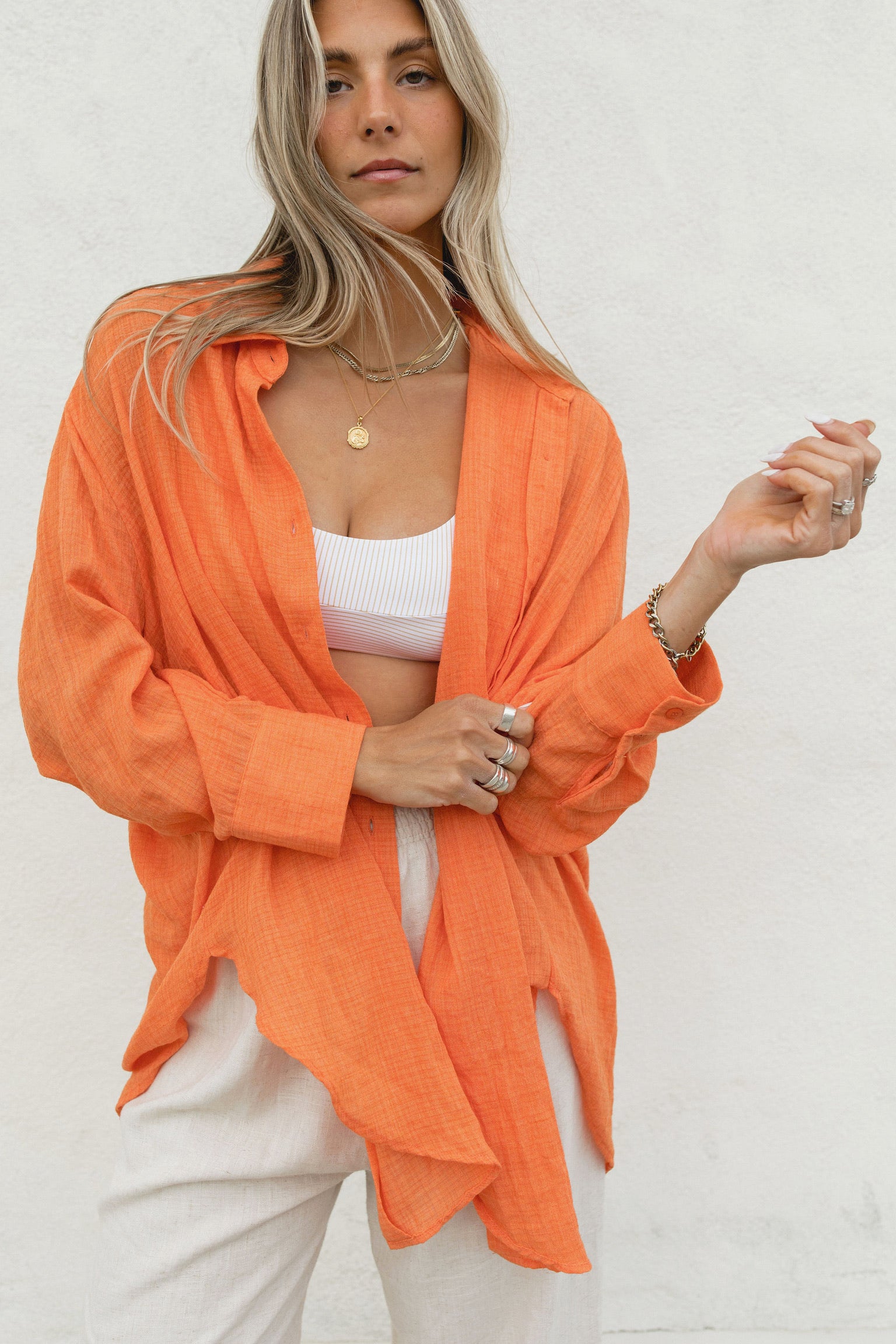 Oversized Button Down Shirt for Women - Casual Summer Poolside Cover Up - Perfect for Beach, Vacation, and Relaxing Outdoors