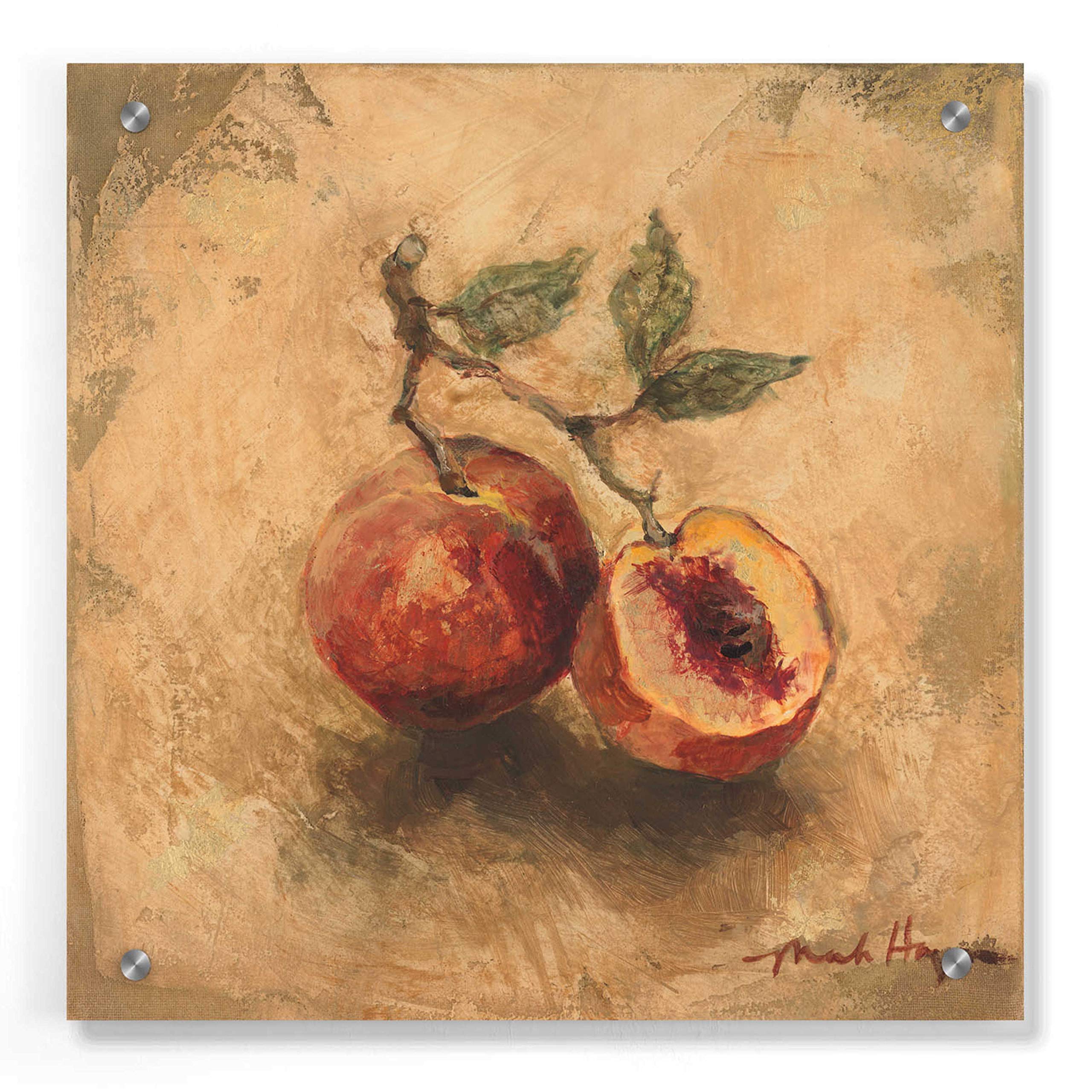 Gilted Peaches Acrylic Glass Wall Art by Marilyn Hageman - 36x36 Inch Modern Abstract Painting for Living Room, Bedroom & Office Decor