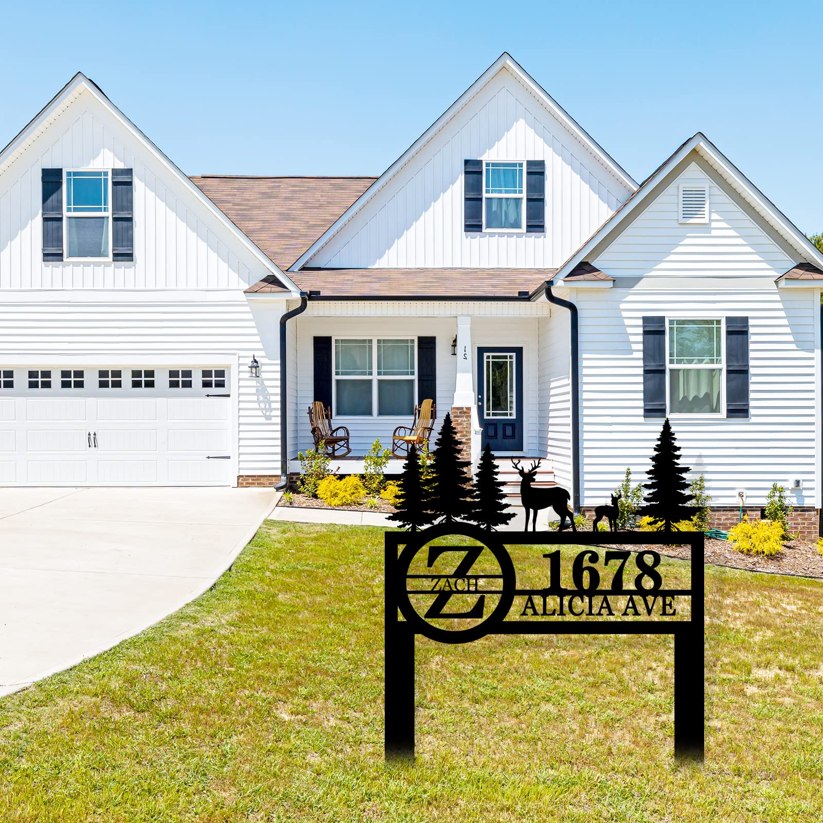 Custom Metal House Number Sign - Personalized Yard Address Sign with Stakes - Durable Outdoor Home Plaque for House Number Display & Curb Appeal Enhancement | Perfect for Front Yard, Garden, or Driveway Entrance