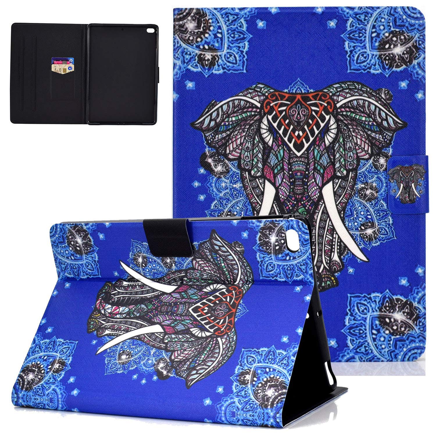 Premium PU Leather Folio Case for iPad 5th/6th Gen (2017/2018) & iPad Air 1/2 - Lightweight Stand Cover with Auto Sleep/Wake & Wallet Function - Perfect for Work, Travel, and Home Use with 9.7 Inch iPad Models - Elephant Design