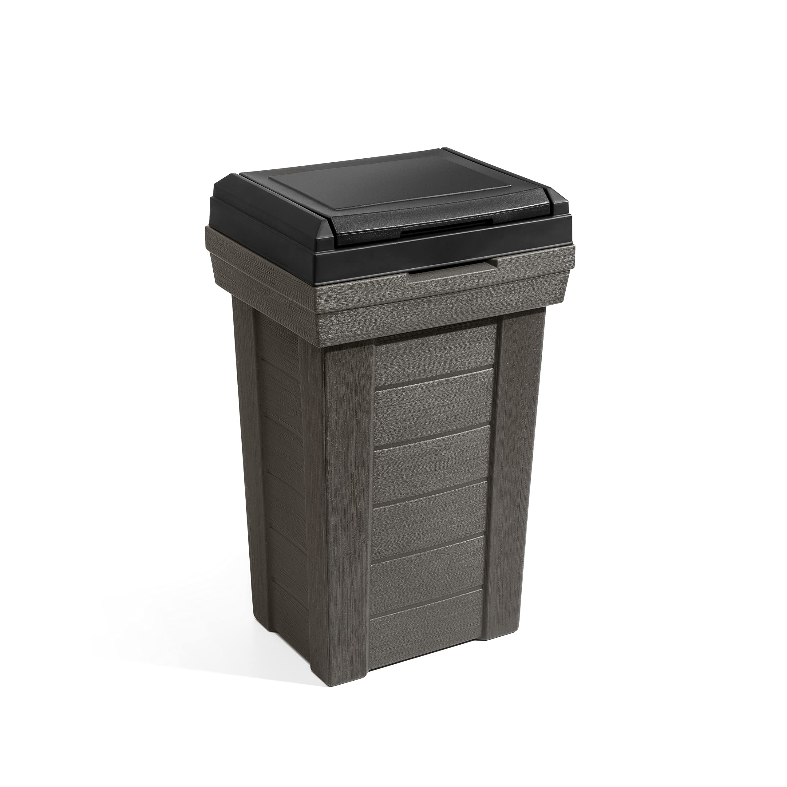 Step2 Lakewood Large Capacity Garbage Container with Lid - Dark Cedar Indoor/Outdoor Trash Can for Patio, Kitchen, Pool Storage & More - Durable Decorative Waste Receptacle for Home, Office & Commercial Use