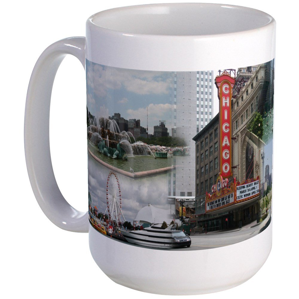 Chicago Collage Large 15 oz. White Coffee Mug - Premium Ceramic Travel Cup for Office, Home & Gifts - Dishwasher & Microwave Safe