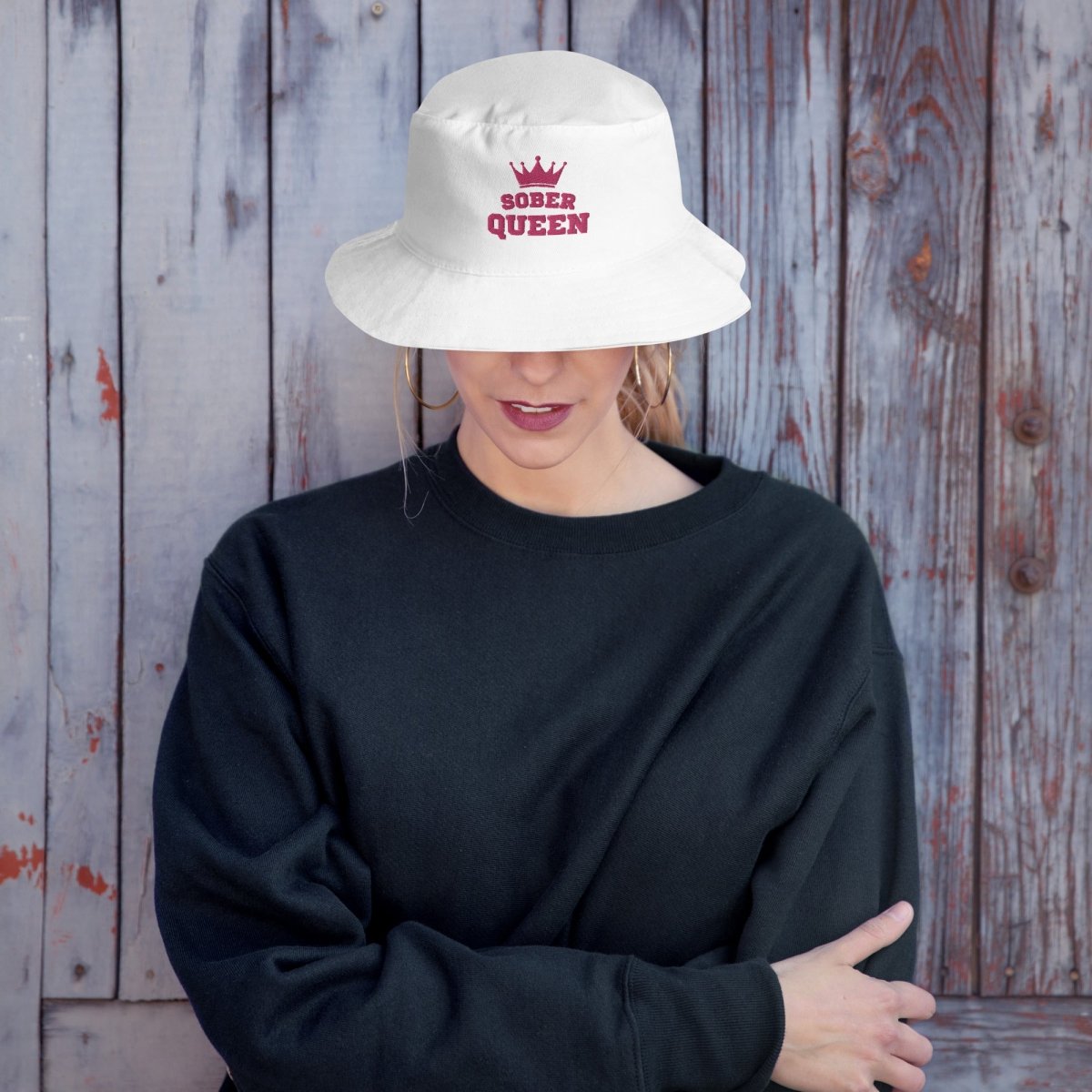 Sober Queen Embroidered Bucket Hat for Women - Stylish Summer Sun Hat for Outdoor Activities, Beach, Music Festivals