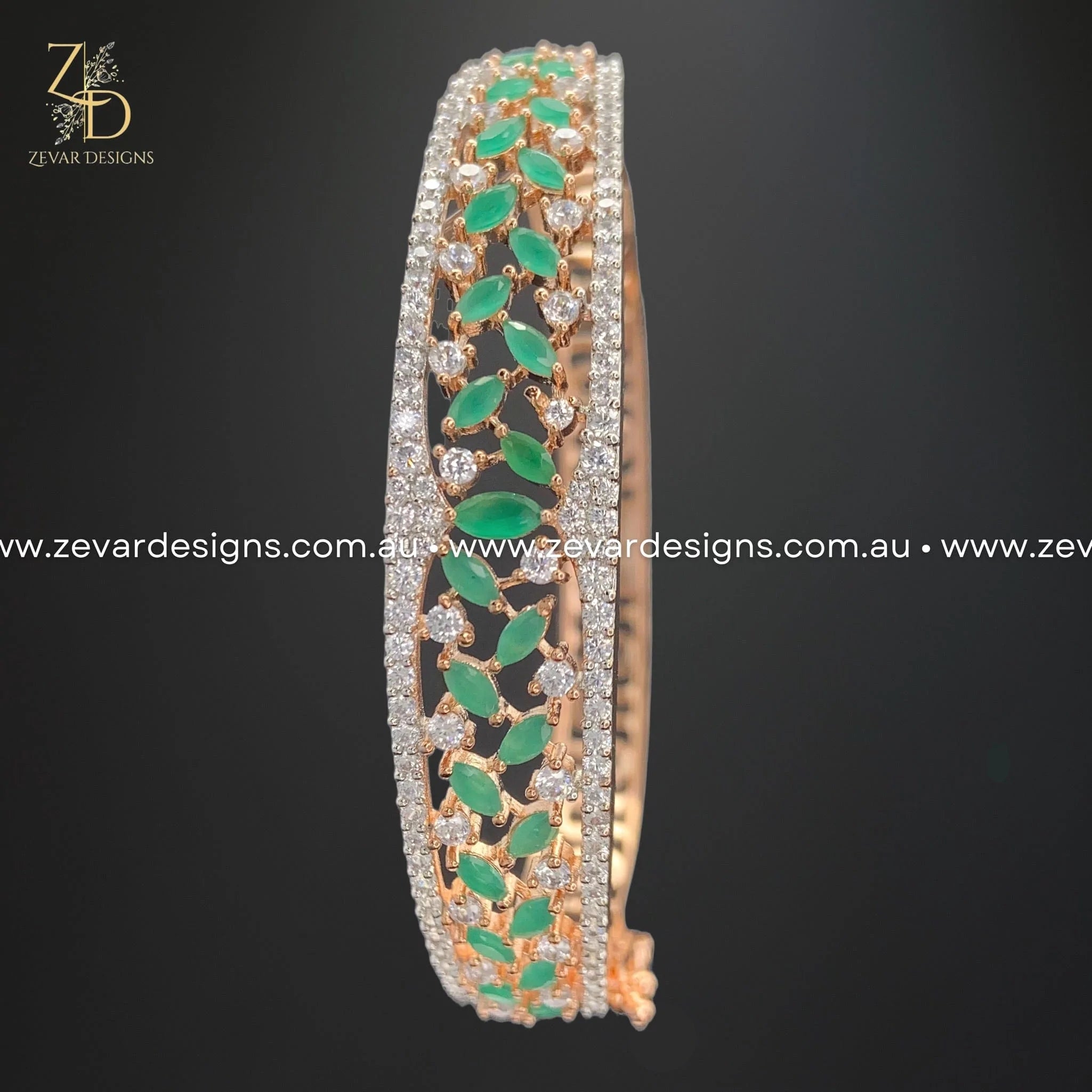 Rose Gold Zircon Bracelet for Women - Elegant Green Stone Jewelry for Gifts, Parties & Everyday Wear