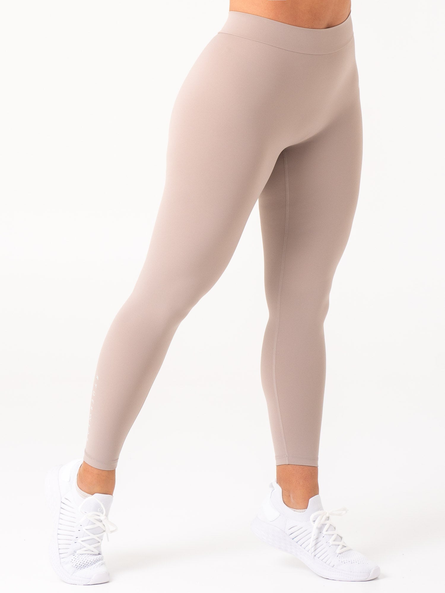 NKD V Scrunch Leggings for Women - High Waisted Tummy Control Yoga Pants in Taupe | Workout, Lounge & Everyday Wear