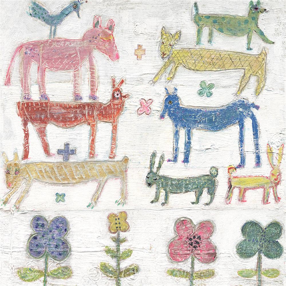 Stacked Animals Art Print - Modern Wall Decor for Nursery, Kids Room & Playroom - Perfect for Baby Shower Gifts & Children's Bedroom