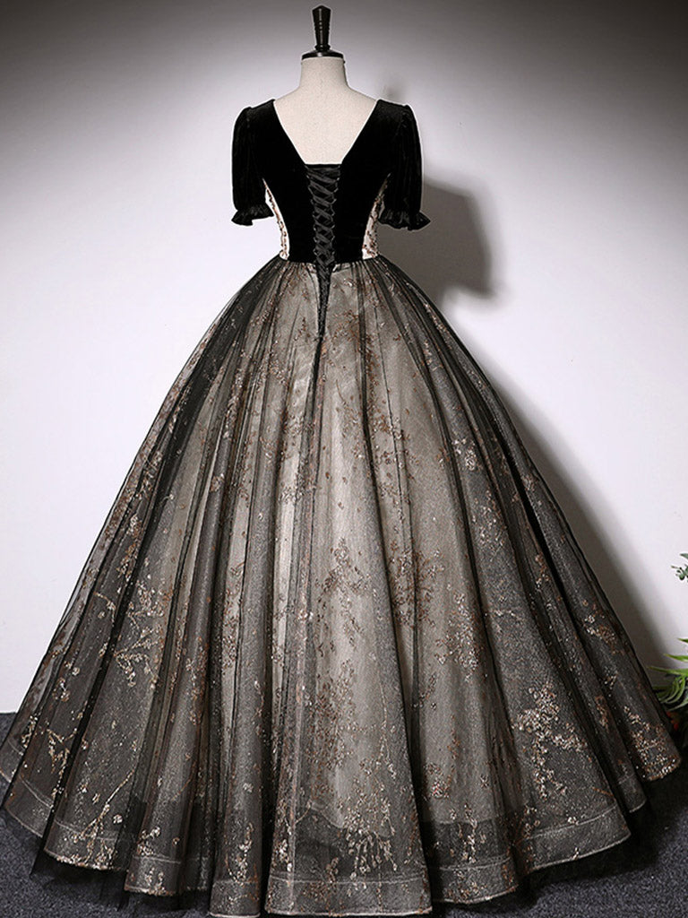 Elegant Black A-Line Tulle Lace Long Prom Dress for Women - Formal Evening Gown for Homecoming, Ball, Wedding & Special Occasions