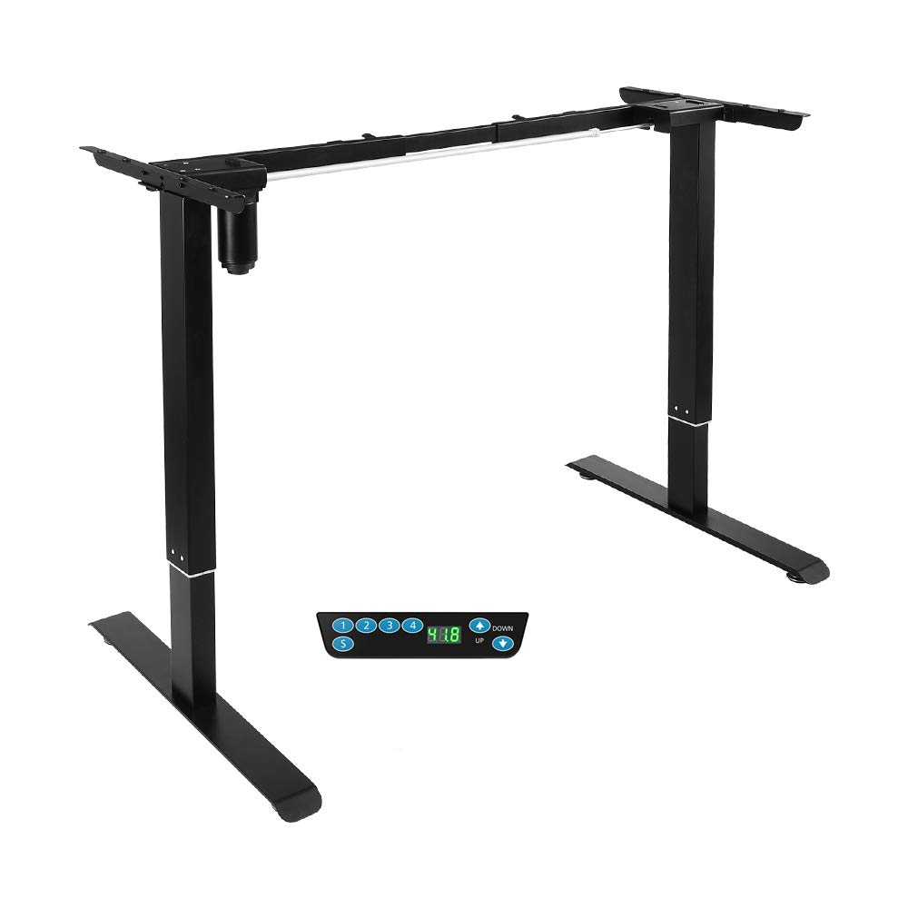 Adjustable Electric Standing Desk Frame with Single Motor & Memory Controller - DIY Workstation for Home & Office (Black) | Ergonomic Sit-Stand Desk Base for Work, Study & Gaming