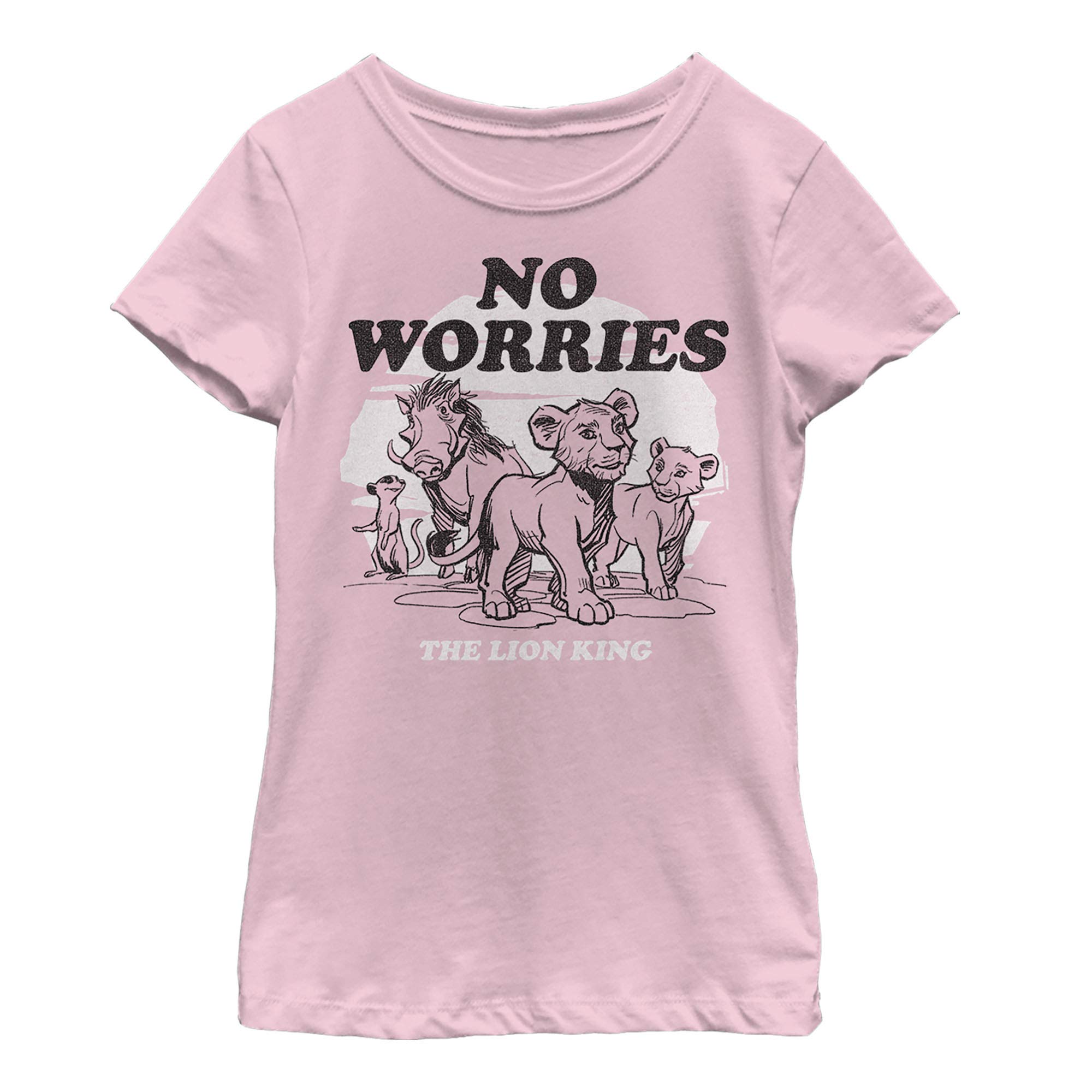 Disney No Worries Girls' Back Print T-Shirt - Cute Cartoon Graphic Tee for Kids & Toddlers - Perfect for School, Playdates & Family Outings