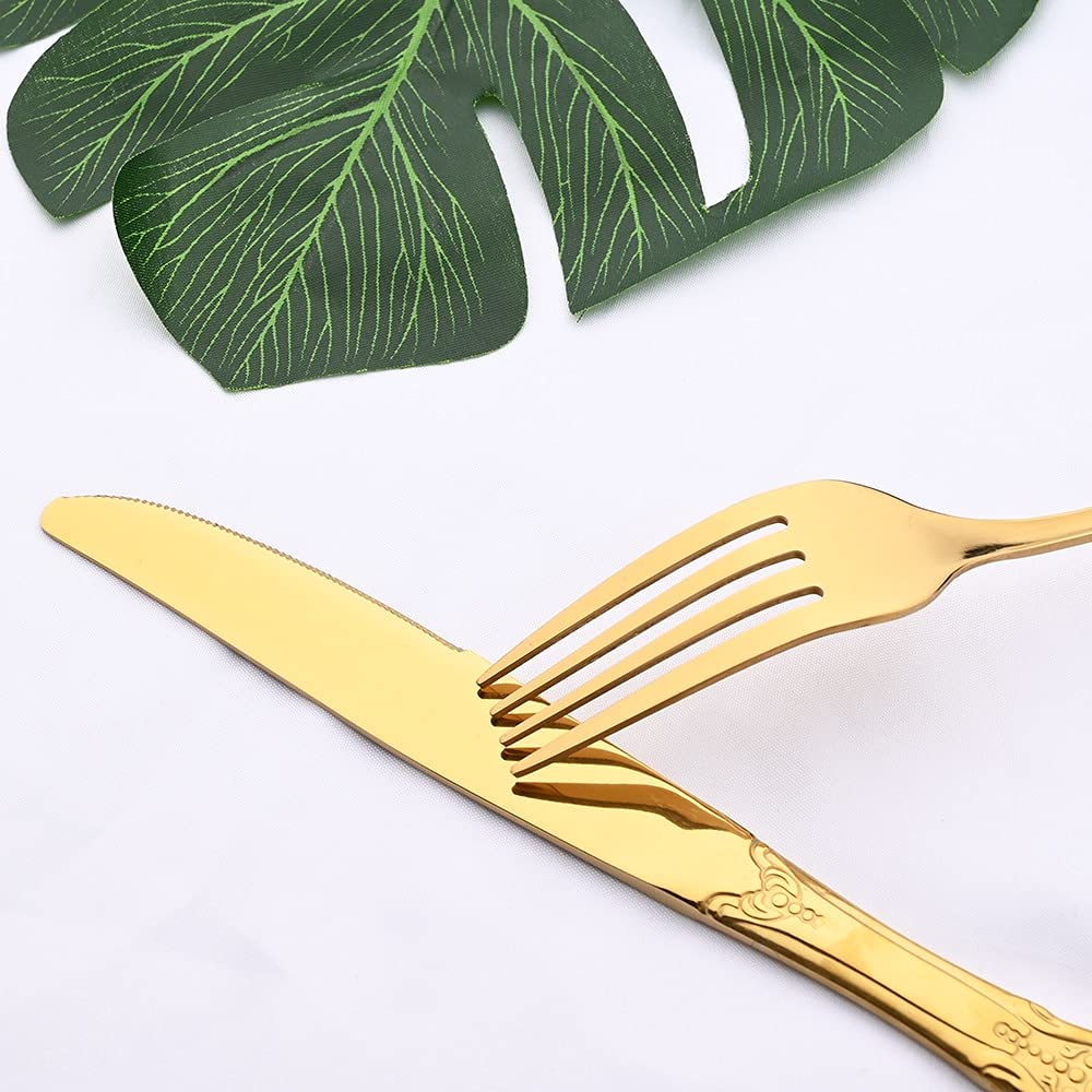 30-Piece Stainless Steel Silverware Set - Knife, Fork & Spoon Cutlery for Home, Kitchen & Dining | Durable Flatware for Everyday Use, Parties & Restaurants | BY ZZYY (Black)