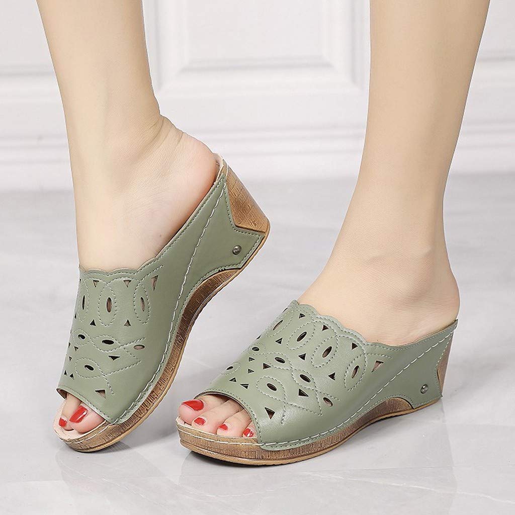 Stylish Women's Open Toe Hollow Out Wedge Sandals - Breathable Summer Slip-On Platform Shoes for Casual Wear | Perfect for Beach, Vacation, and Everyday Outfits