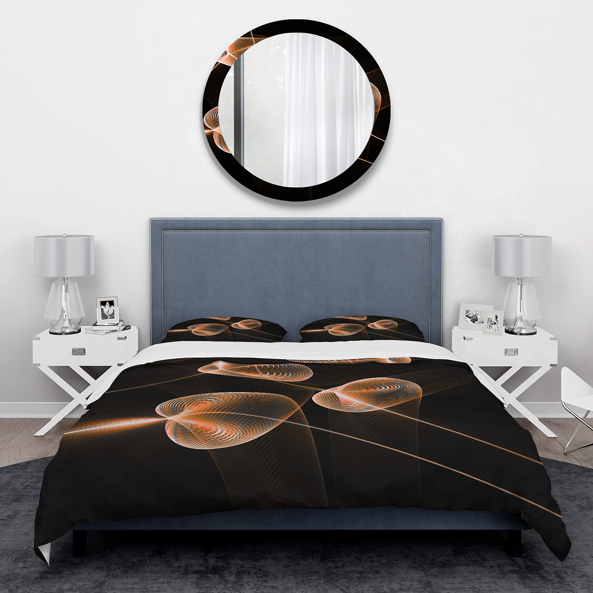 Fractal Pink Orchids Nautical & Coastal Duvet Cover Set - Twin Size Floral Bedding (3-Piece) | Soft & Breathable All-Season Comforter Cover | Perfect for Beach House, Guest Room & Coastal-Themed Decor