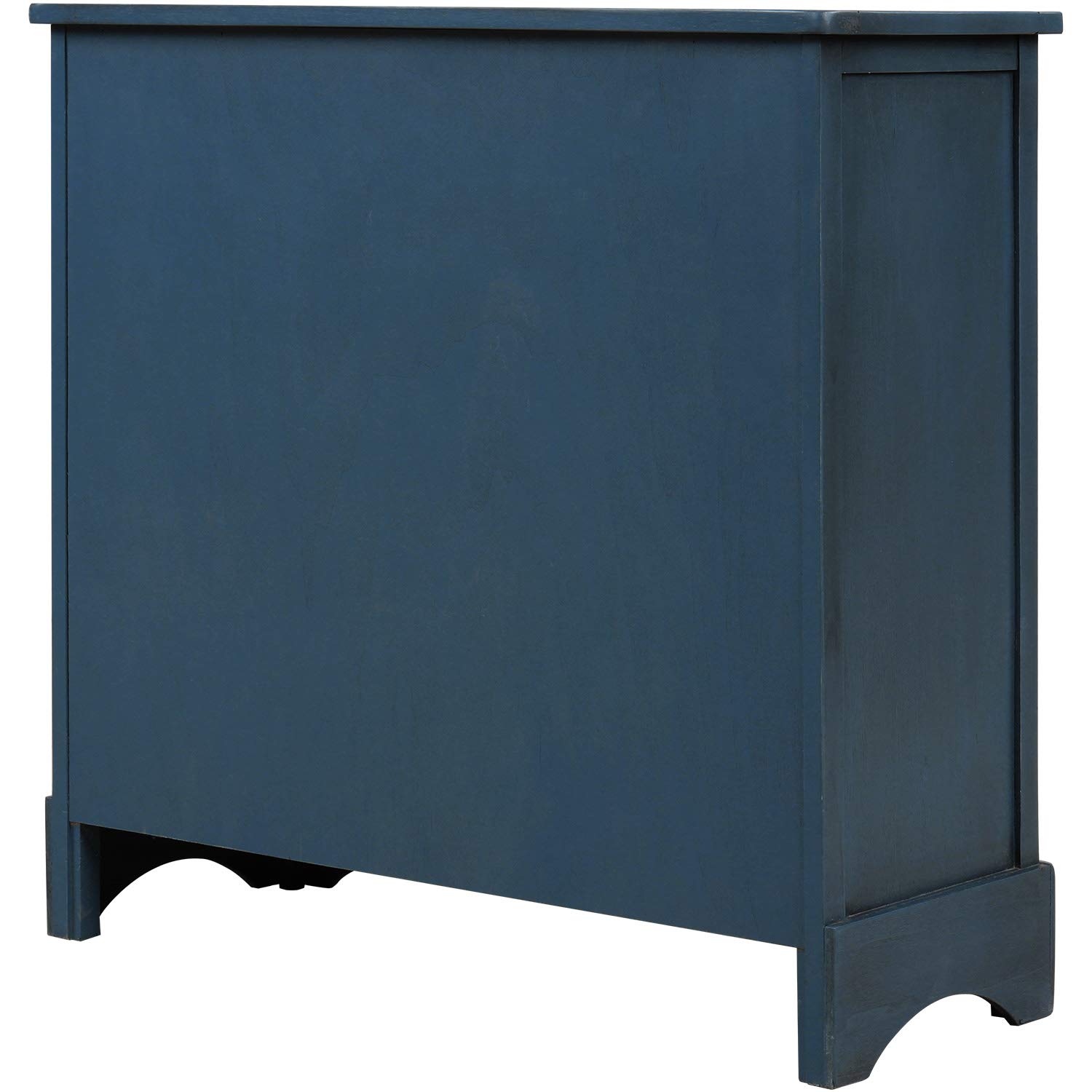Knocbel Farmhouse Wicker Storage Cabinet with 2 Drawers & Aluminum Handles - Rustic Decorative Chest for Entryway, Hallway, Living Room, Dining Room - Perfect for Organizing Blankets, Towels & Home Decor (Antique Navy)