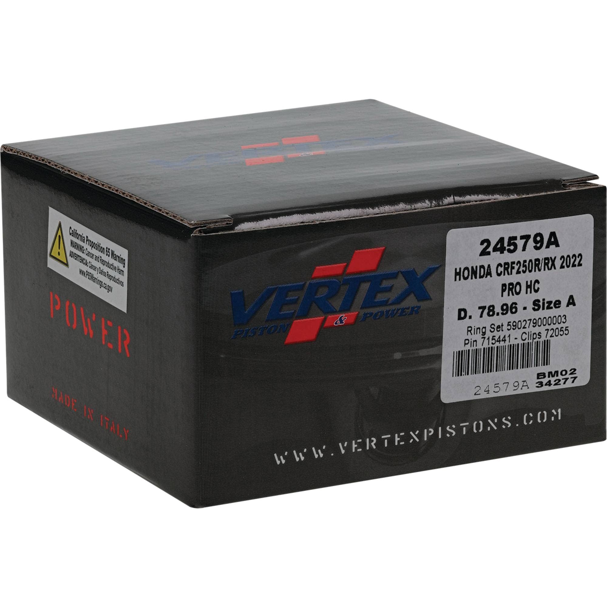 Vertex 24579A Forged High Compression Piston Kit - Compatible with Honda CRF250R & CRF250RX (2022) | 79mm Bore, 250cc Engine | Perfect for Off-Road Racing & Performance Upgrades