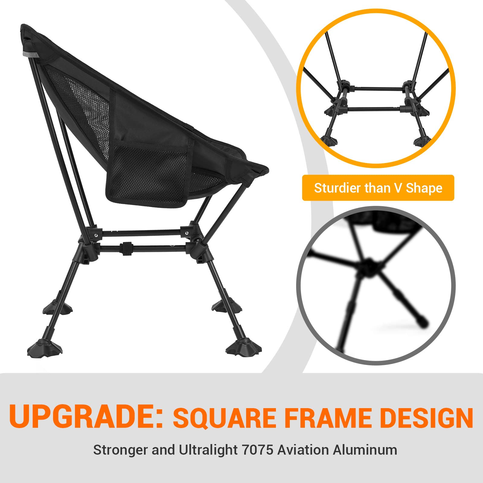 Ultralight Aluminum Camping Chair for Backpacking & Hiking - Compact Portable Folding Beach Chair with Anti-Sinking Feet - Perfect for Outdoor Adventures, Beach Trips, Picnics and Travel