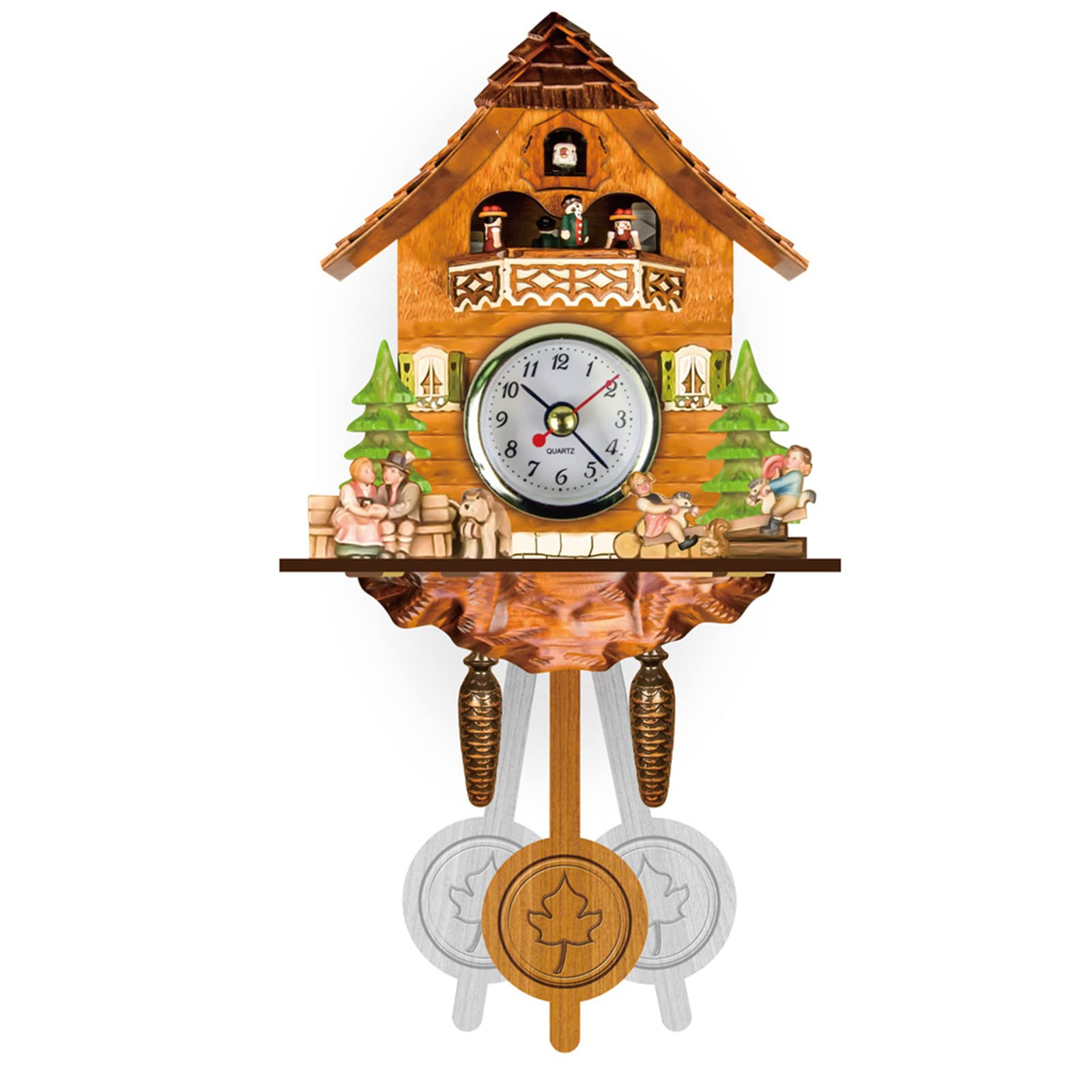 Handcrafted Qing Niao Traditional Cuckoo Clock - Wooden Coo Coo Wall Clock with Moving Bird & Music - Perfect Christmas Gift & Home Decor for Living Room, Bedroom, Office | Creates Cozy Cabin Ambience & Vintage Charm