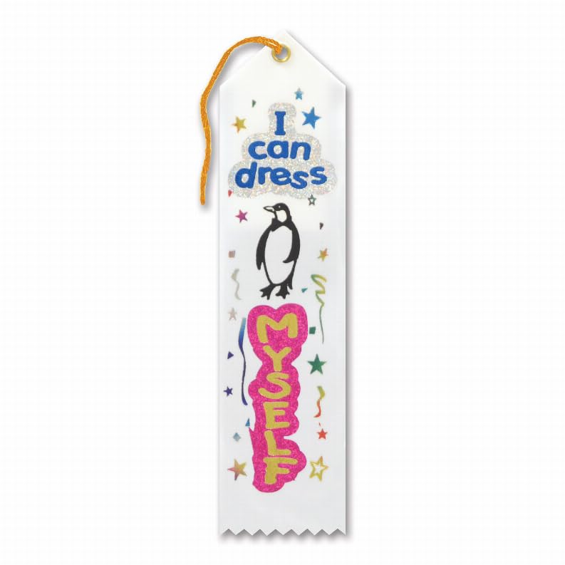 Beistle I Can Dress Myself Award Ribbon - Motivational Reward for Kids' Independence & Achievement - Perfect for Preschool, Kindergarten & Early Childhood Milestones