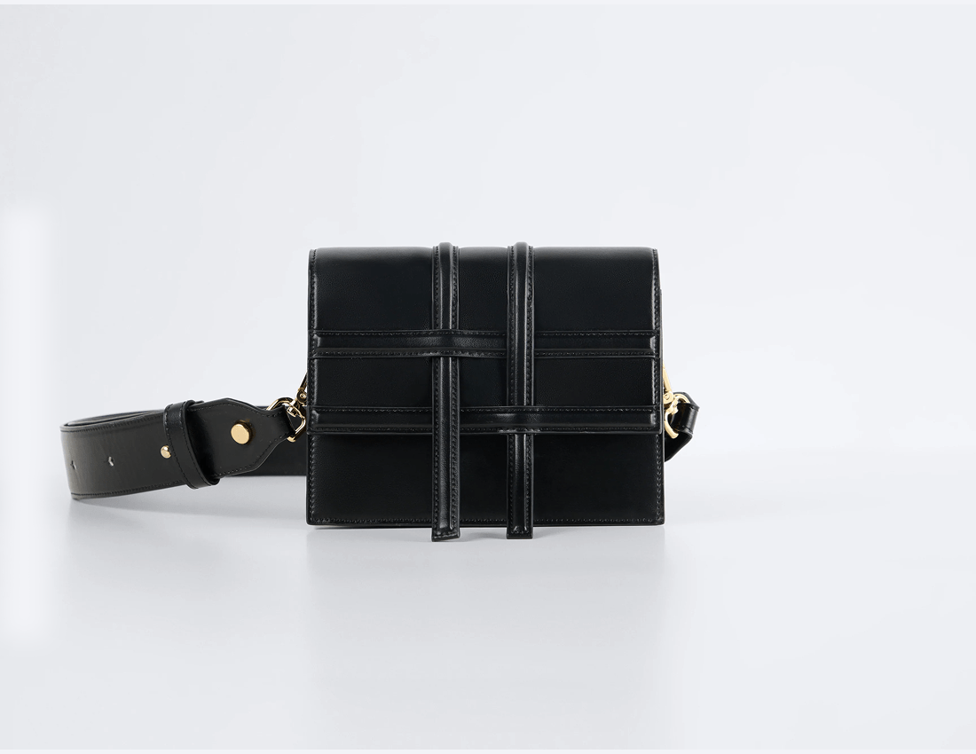 Voyager Vegan Italian Grape Leather Convertible Crossbody Bag for Women | Onyx Black | Ethical Fashion | Perfect for Travel, Work & Everyday Use