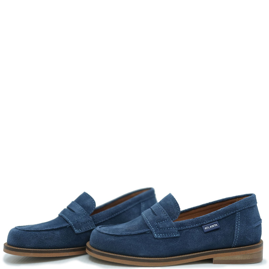 Men's Atlanta Moccasin Blue Jeans Suede Chunky Loafers - Comfortable Casual Shoes for Work, Travel & Everyday Wear