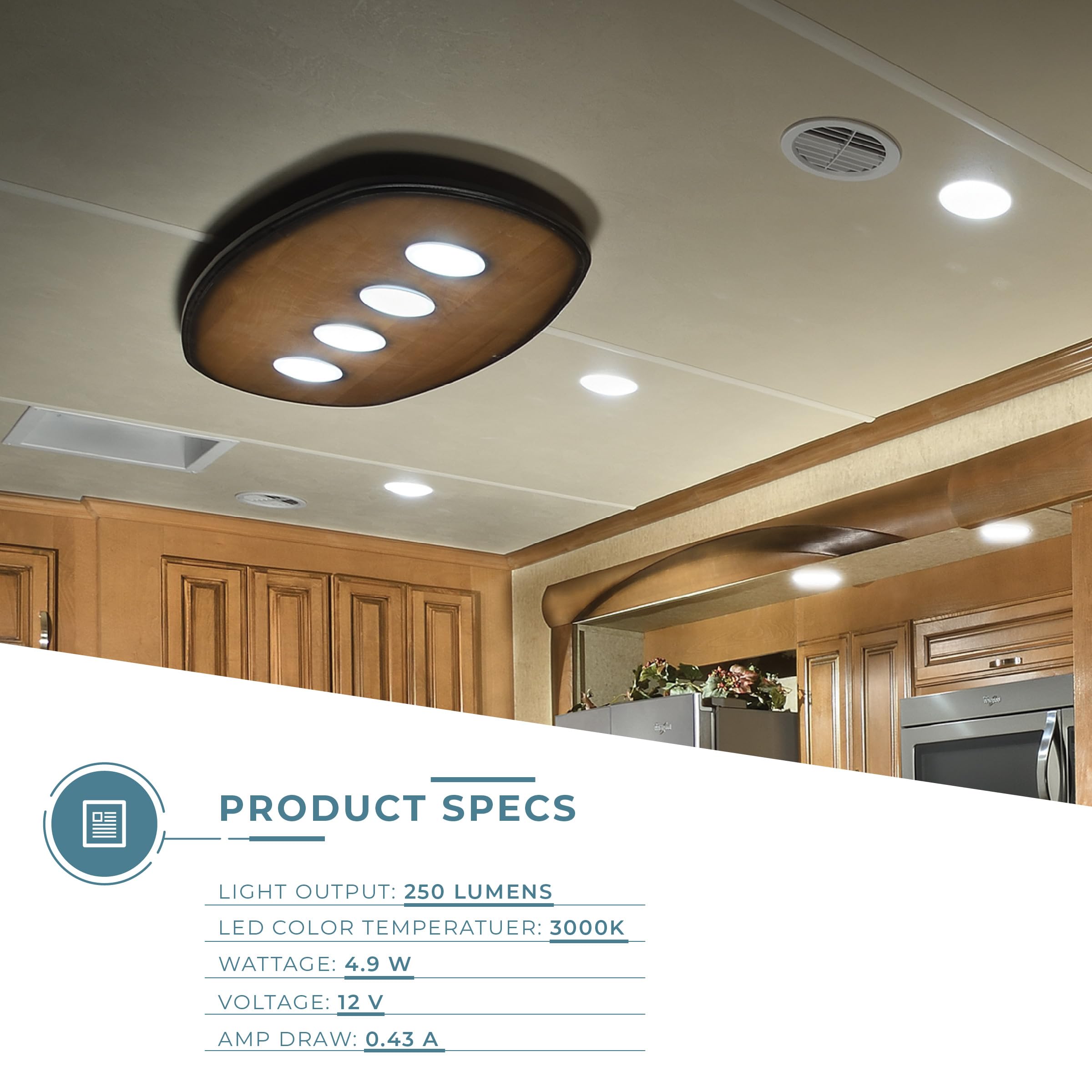 12V LED Recessed Ceiling Puck Lights for RV, Marine, Camper & Trailer - 3