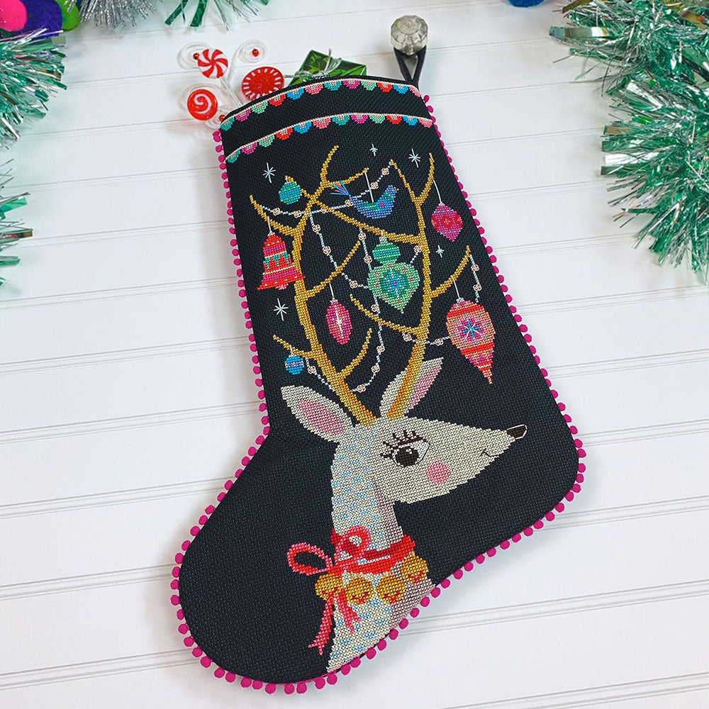 Oh Deer! Christmas Stocking Cross Stitch Pattern PDF - Festive Holiday Embroidery Design for DIY Stockings, Tree Decor & Handmade Gifts