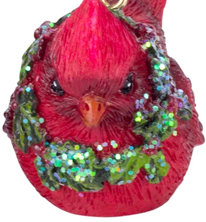 2.5 Inch Cardinal with Wreath Christmas Ornament - Handmade Holiday Decor for Tree, Gift, and Home Decoration | Perfect for Christmas, Winter, and Festive Season Decorating