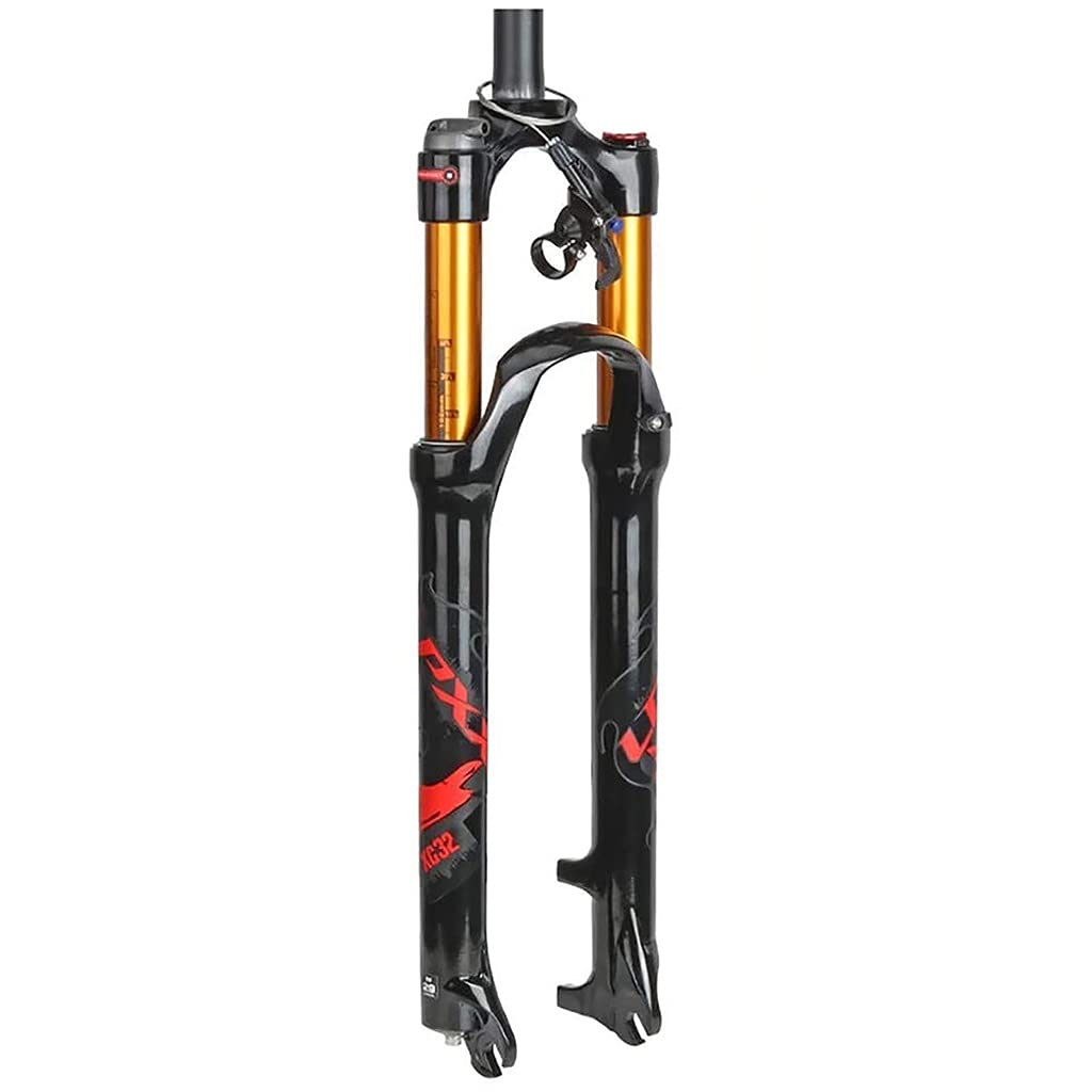 QHYXT MTB Front Fork 26/27.5/29 Inch Ultralight Aluminum Alloy Remote Control Mountain Bike Suspension Fork with Air Pressure & Rebound Adjustment - 100mm Straight Tube for Trail Riding & Downhill Biking