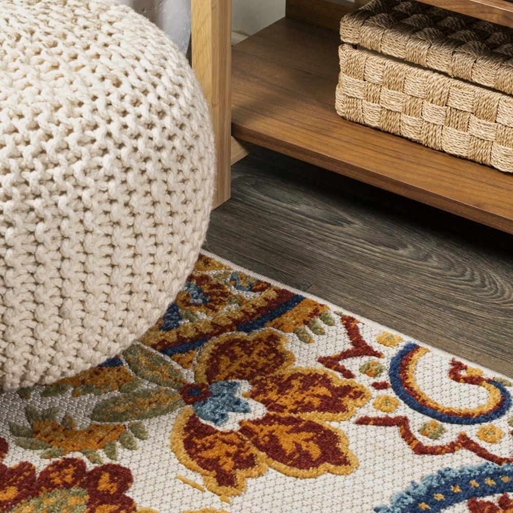 Gordes Paisley High-Low Indoor/Outdoor Area Rug - Soft Bohemian Style Carpet for Living Room, Bedroom, Patio & Deck Decor