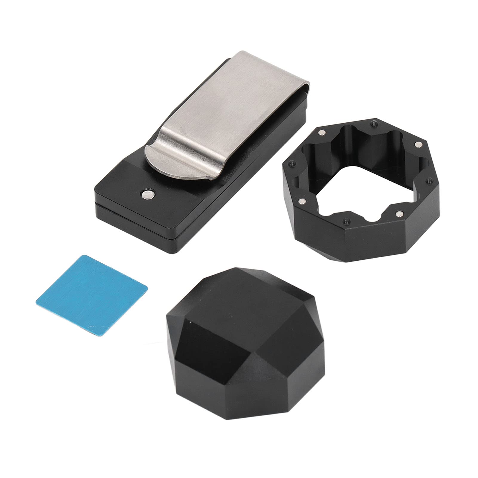 Premium Aluminum Cue Chalk Holder with Clip - 2-Layer Octagonal Design for Pool & Billiard Accessories - Fits Both Octagonal Cubes & Cylindrical Chalks - Perfect for Professional Players & Home Game Rooms
