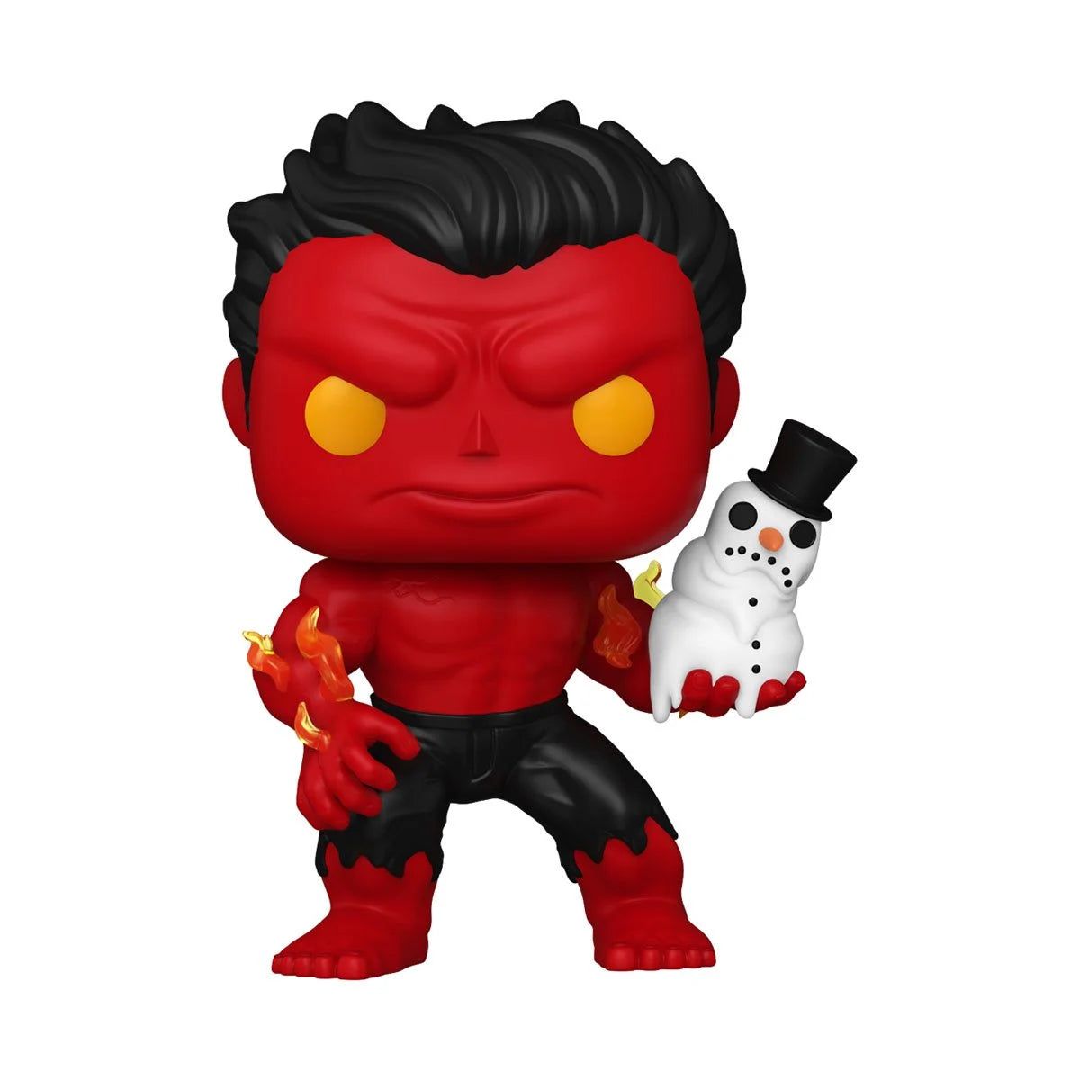 Marvel Holiday Red Hulk Action Figure with Snowman - Collectible Superhero Toy for Christmas Decorations & Gift Giving