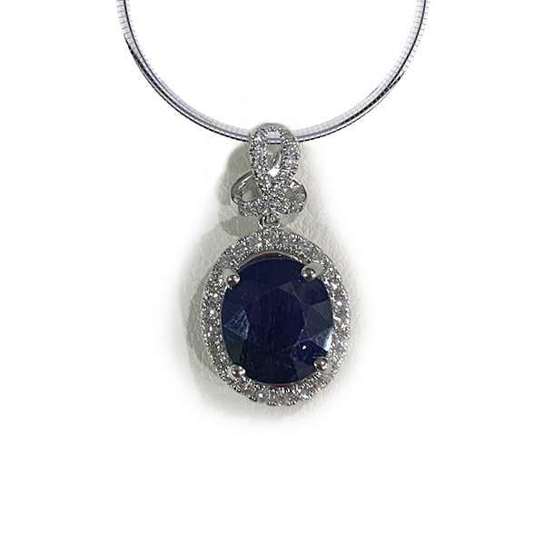 14K White Gold Sapphire Pendant Necklace for Women - Elegant Blue Gemstone Jewelry Gift for Birthday, Anniversary & Special Occasions