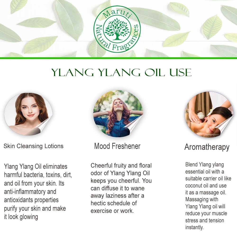 MARUTI 100% Pure Rosemary & Ylang Ylang Essential Oil Set - 10ml Each, Undiluted, Cruelty-Free, Therapeutic Grade for Aromatherapy, Diffusers, Skin Care, Meditation & Stress Relief - Natural Fragrance Oils for Home Spa, Yoga & Relaxation
