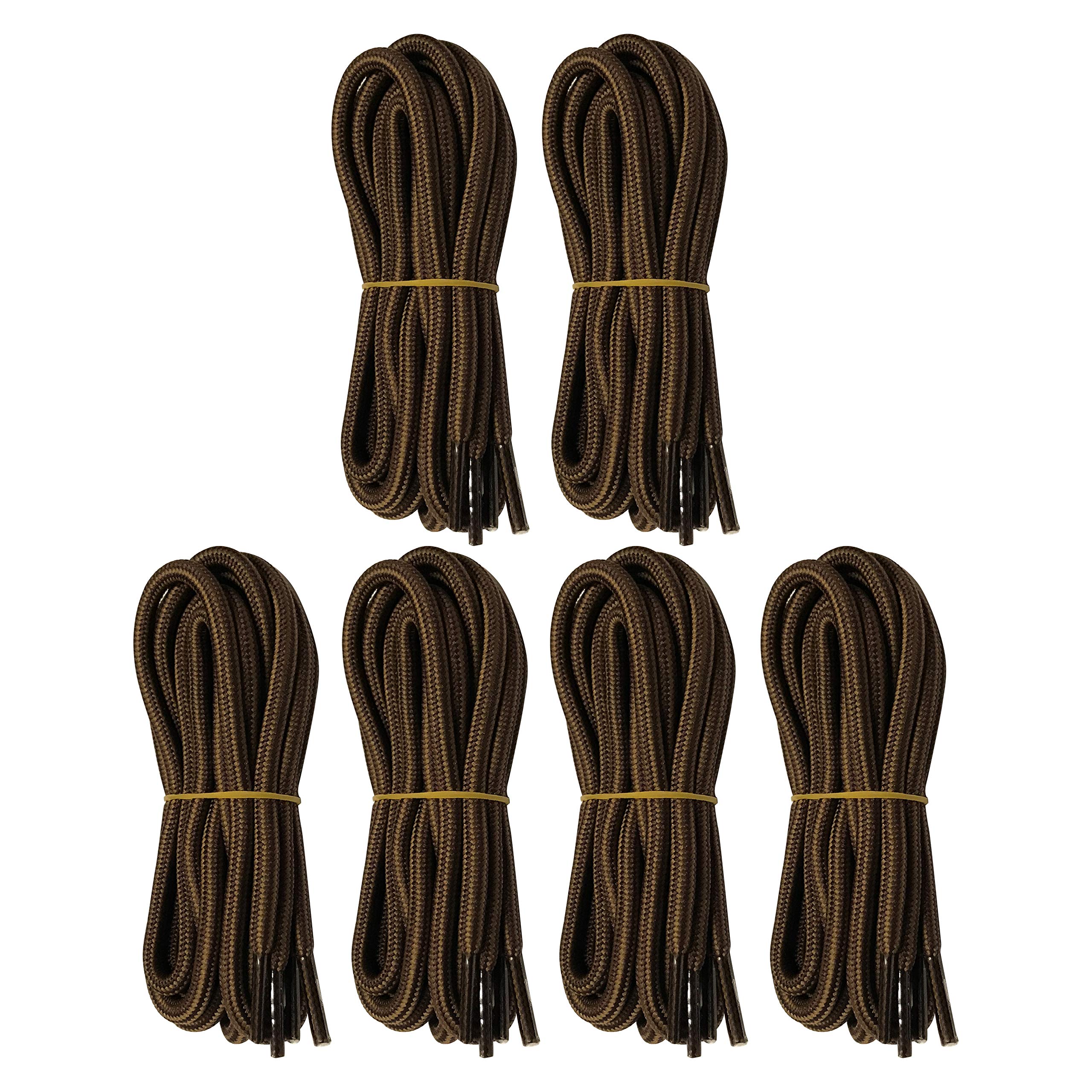 6 Pairs 5MM Thick Heavy Duty Round Boot Laces - Durable Shoelace Strings Replacement for Hiking & Work Boots - Ideal for Outdoor, Construction & Safety Shoes