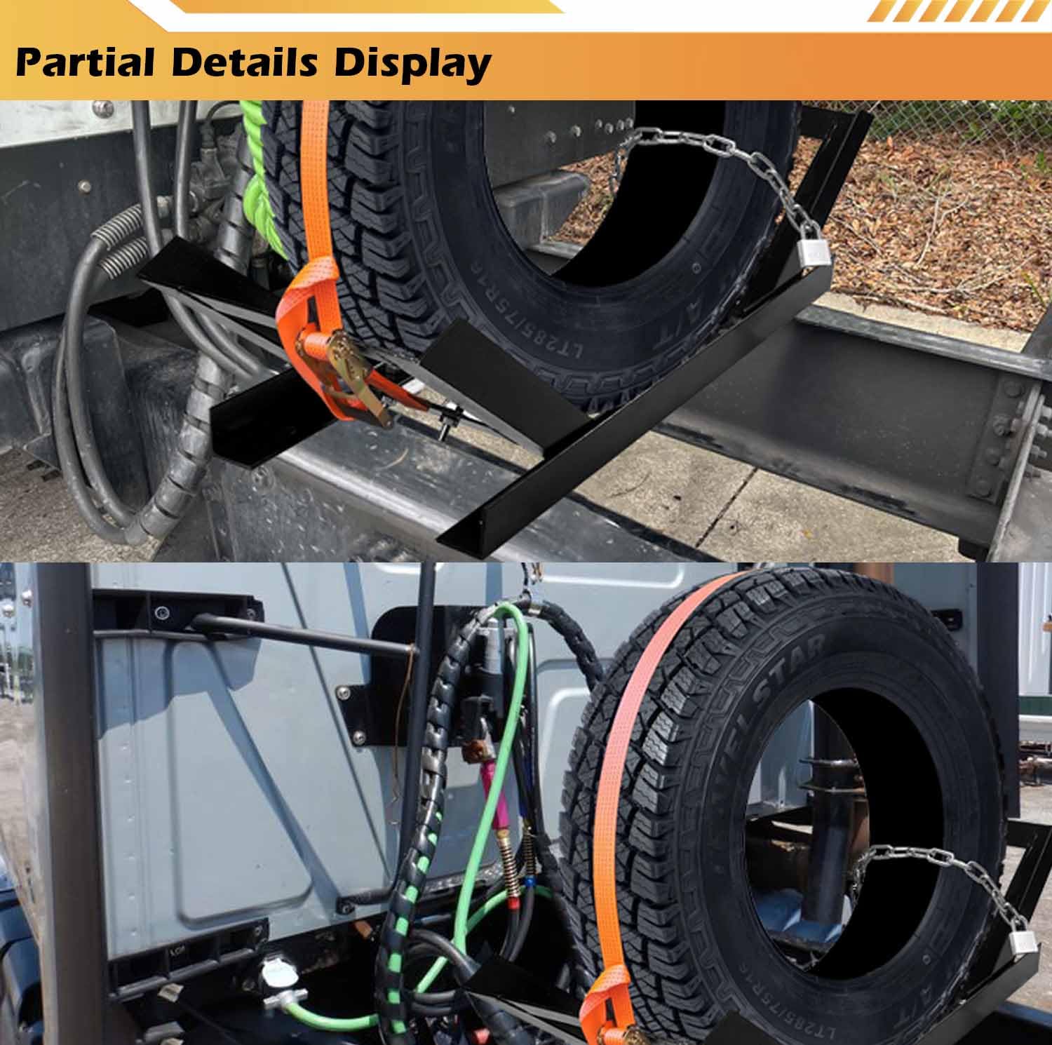 Heavy Duty Semi Truck Spare Tire Rack - Adjustable Commercial Truck Tire Storage Mount for Tractor Trailer | Steel Rim Carrier Holder & Bed Rack Behind Cab | No Assembly Required | Perfect for Long-Haul Trucking & Fleet Maintenance