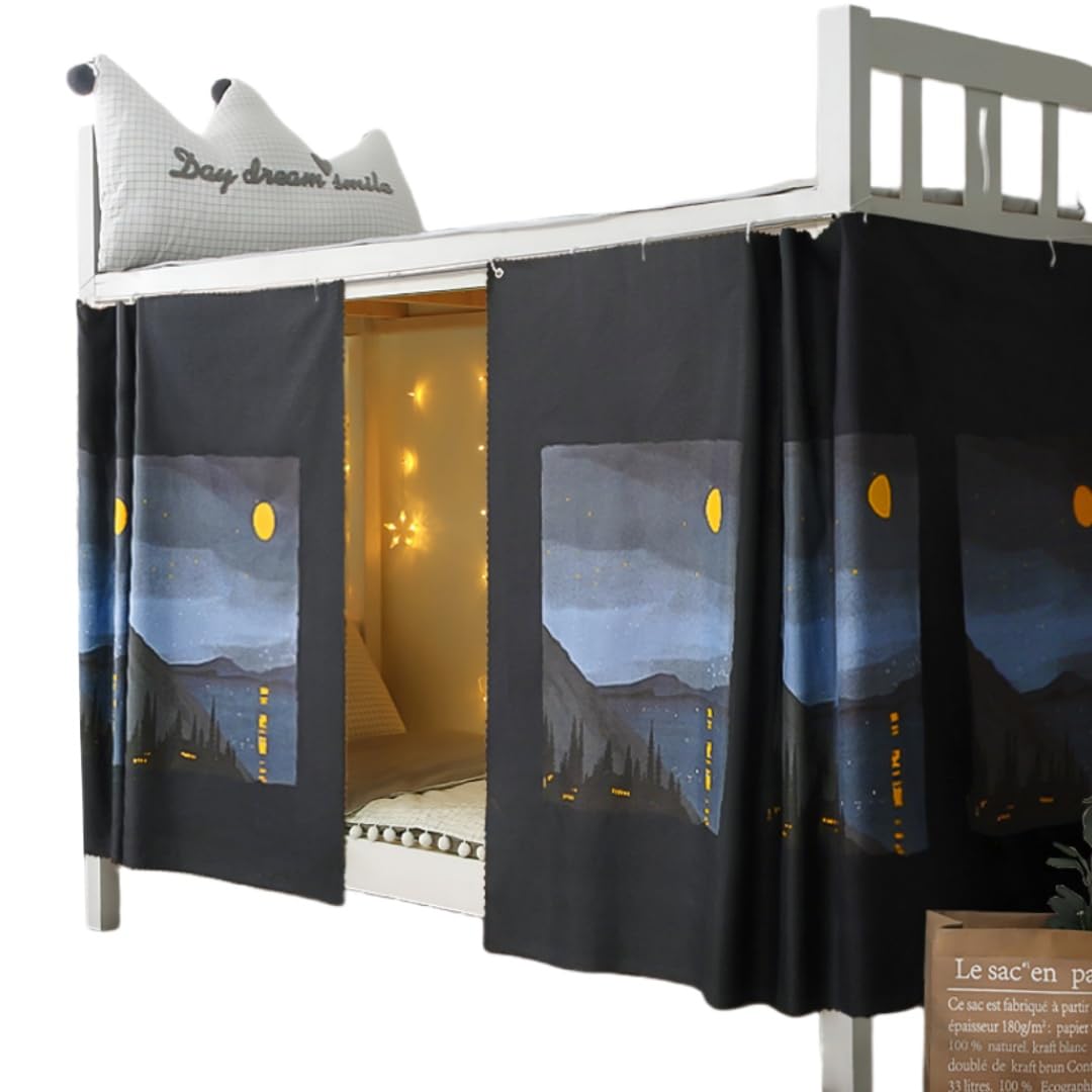 Blackout Privacy Curtains for Bunk Beds - 350g Dustproof & Breathable Dorm Room Bed Canopy - 2 Panel Set for College, Home & Loft Beds (Perfect for Studying, Sleeping & Creating Private Space in Shared Rooms)
