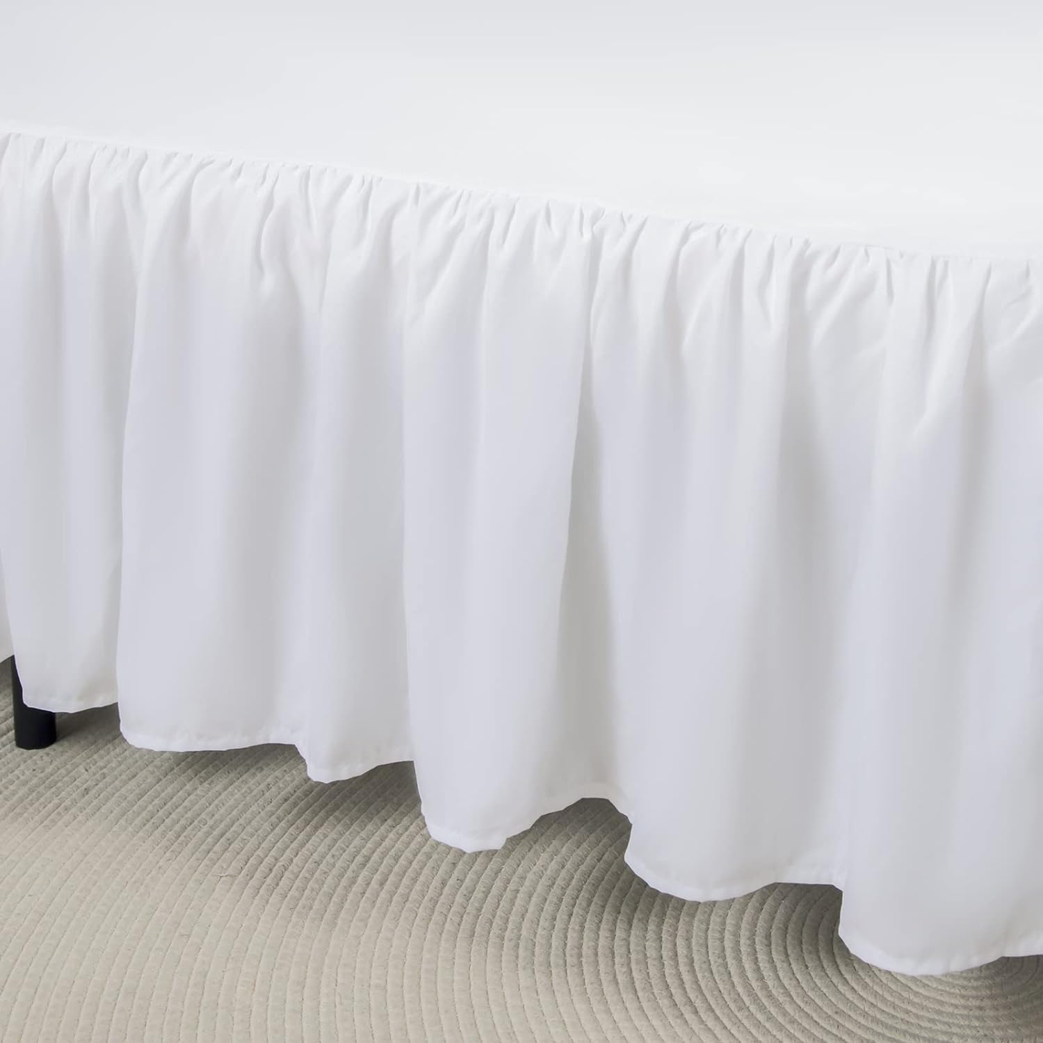 Full Size Ruffled Bed Skirt with Split Corners - 22 Inch Drop Dust Ruffle Platform Bed Skirt in White | Perfect for Guest Rooms, Master Bedrooms & Hotel Styling