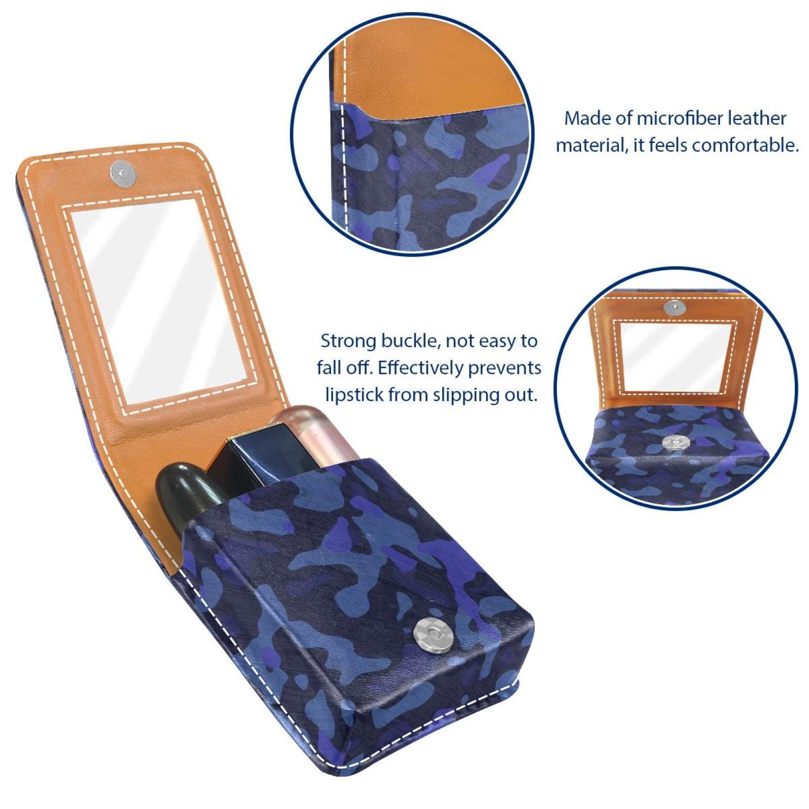 Personalized Lipstick Case - Portable Makeup Bag & Cosmetic Pouch Organizer with Blue Watercolor Camouflage Pattern - Perfect for Travel, Home Storage & Gift Giving