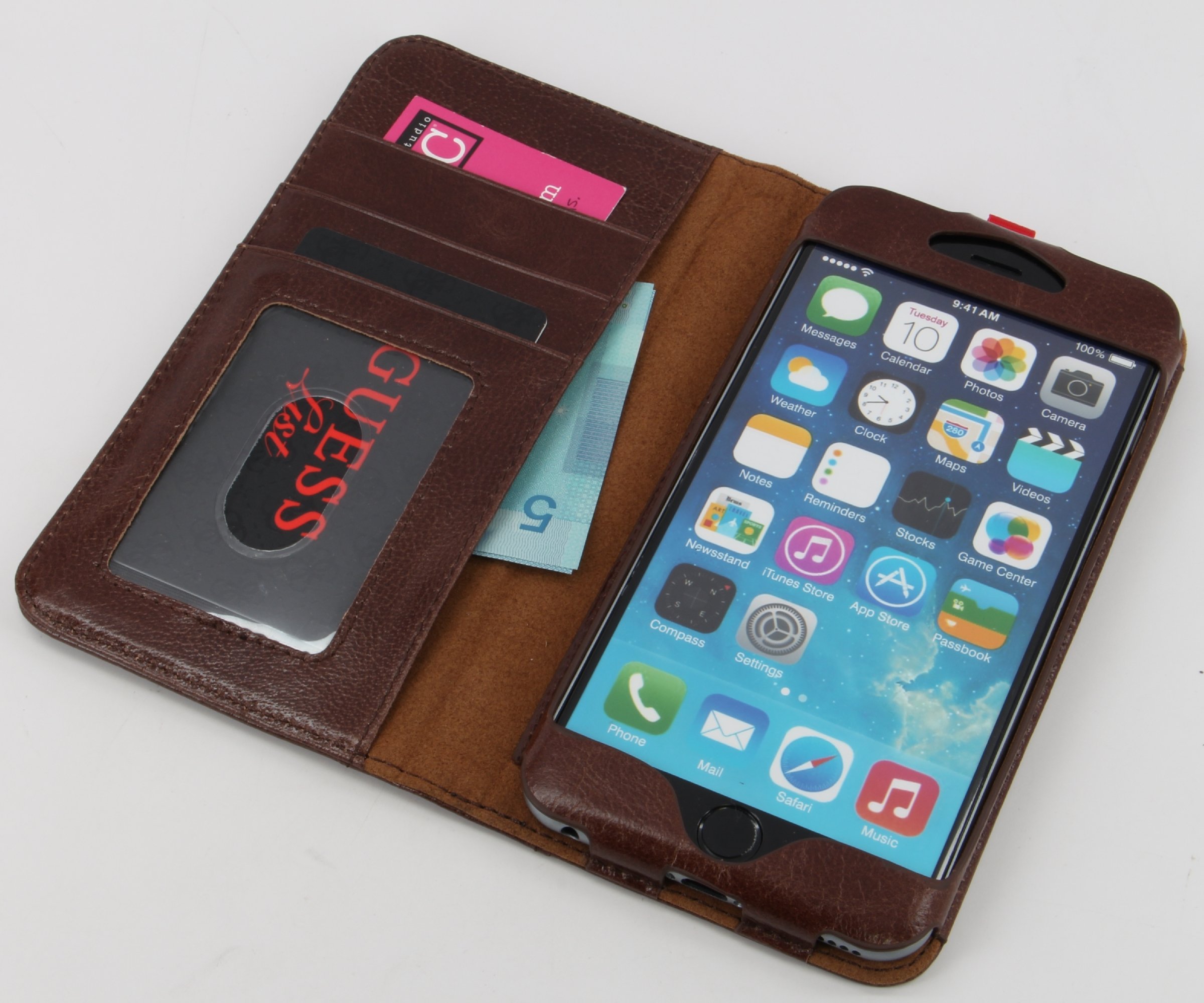 Premium Genuine Leather Phone Case Wallet Cover with Card Slots - Brown - Perfect for Everyday Use, Travel & Business
