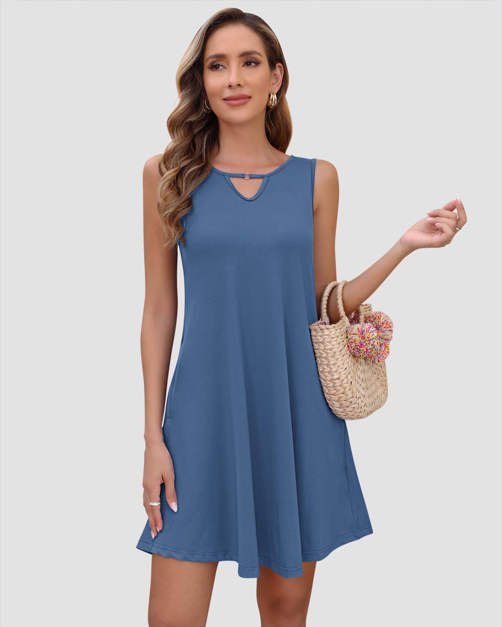 Women's Casual Sleeveless Sundress - Flowy Summer Dress with Pockets, Beach Cover Up, Party & Vacation Outfit